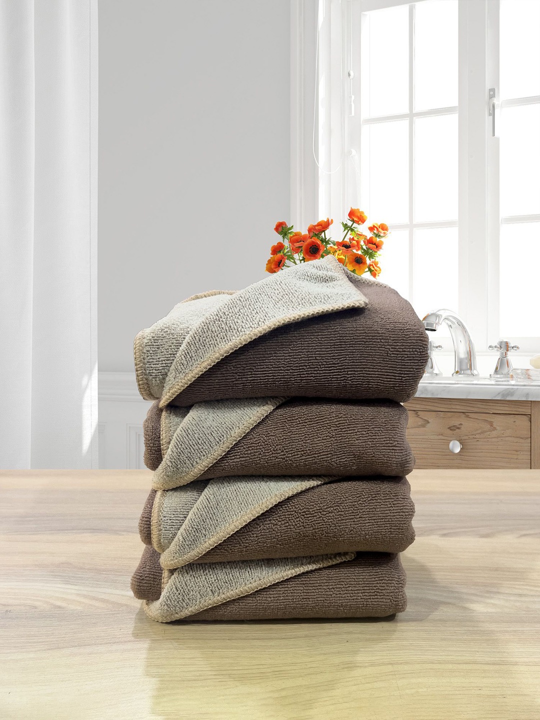 

LABHAM Euphoria Brown 4 Pieces 450 GSM Reversible Hand Towels