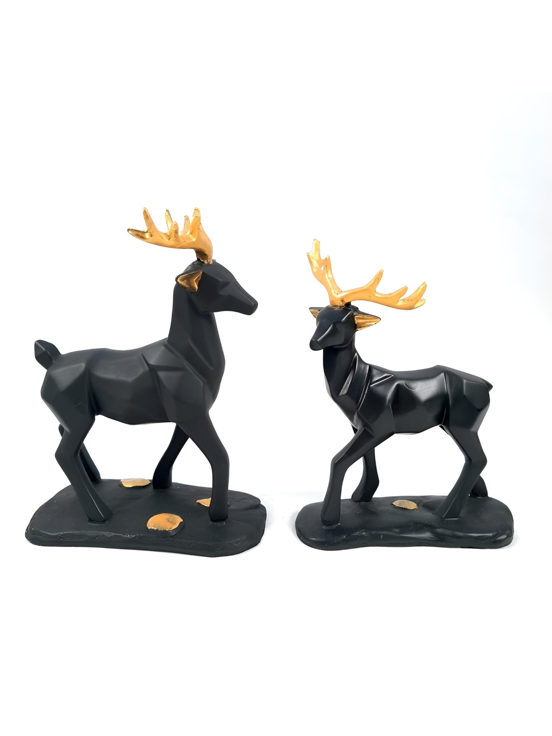 

apka mart 2 Pieces Black And Gold-Toned Birds & Animals Small Figurine Showpieces