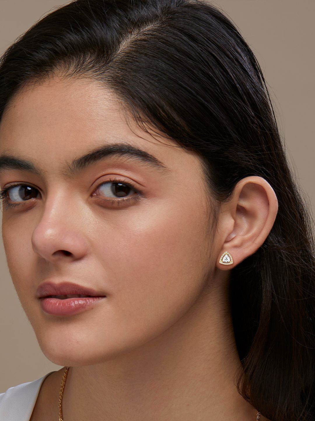 

MINUTIAE Gold Plated Triangular Shaped Kundan Studs