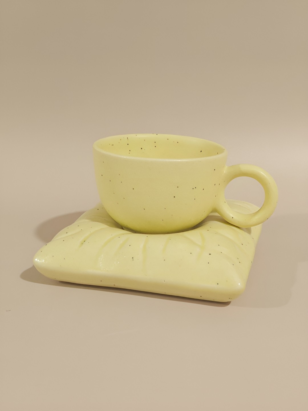 

One Posh Home Yellow 2 Pieces Glossy Stoneware Ceramic Cup and Saucer 220ML