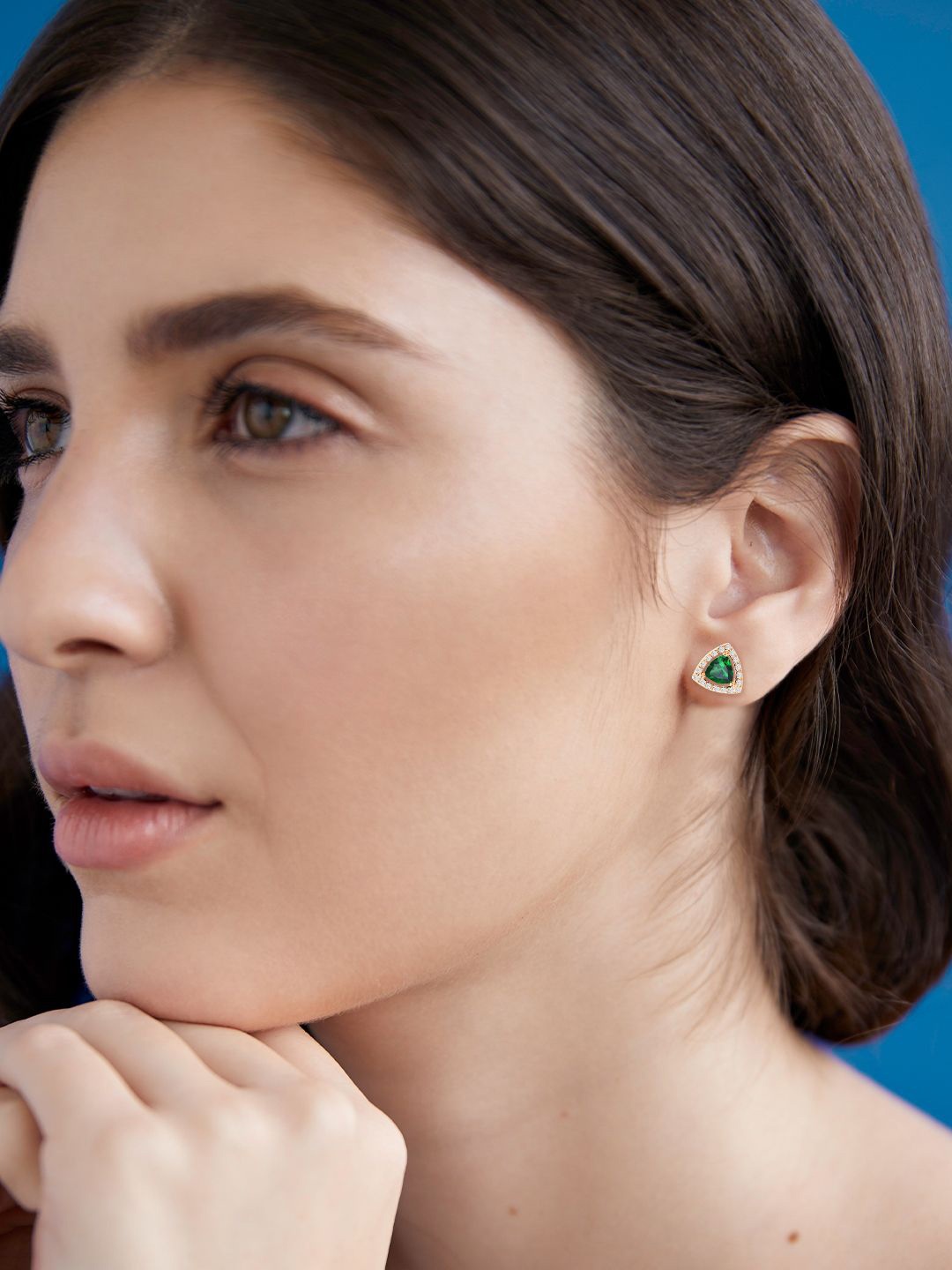 

MINUTIAE Rose Gold Plated Kundan Triangular Studs