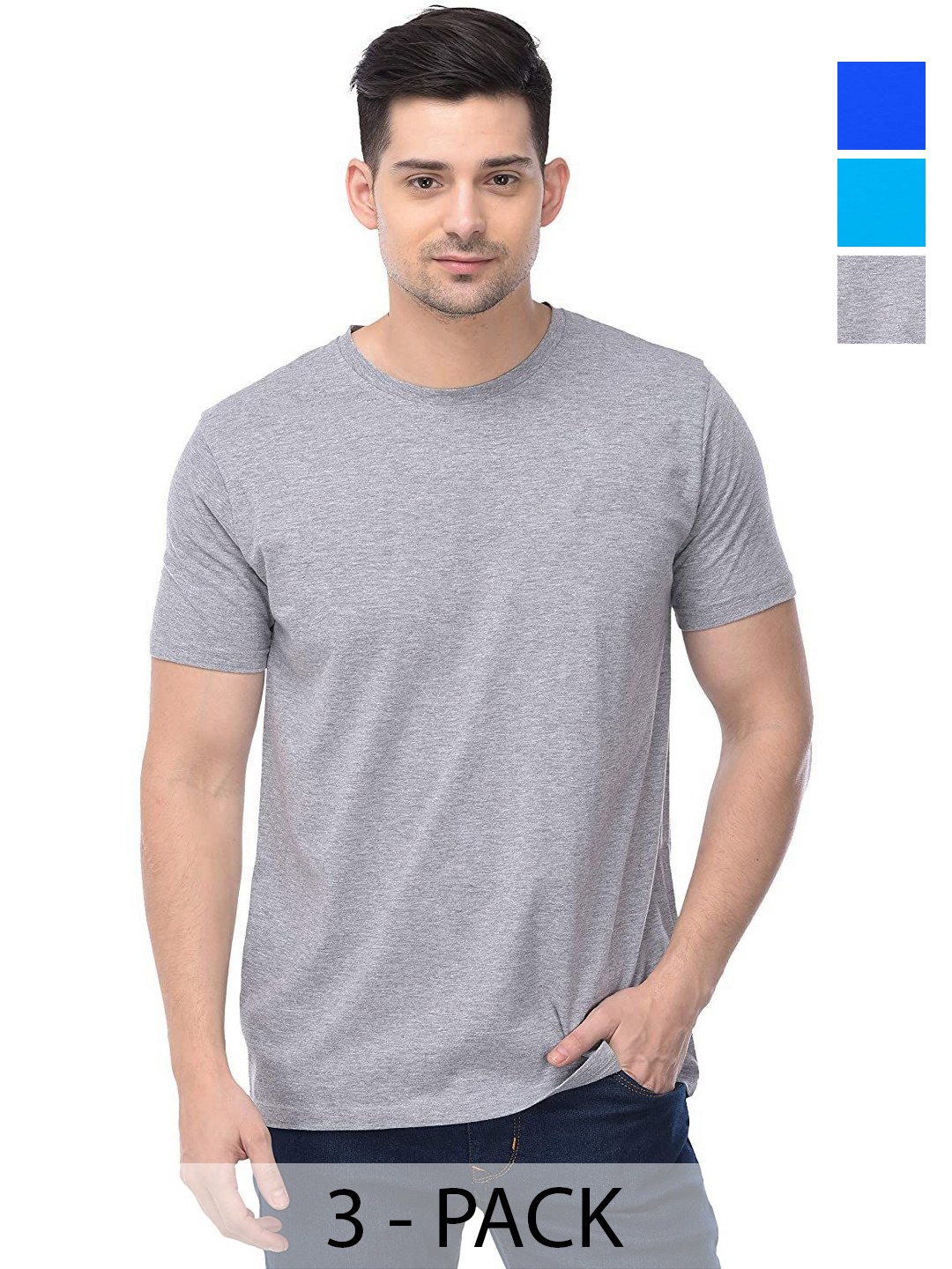 

COLOR CAPITAL Unisex Pack Of 4 Solid Round Neck Cotton T-shirts, Na