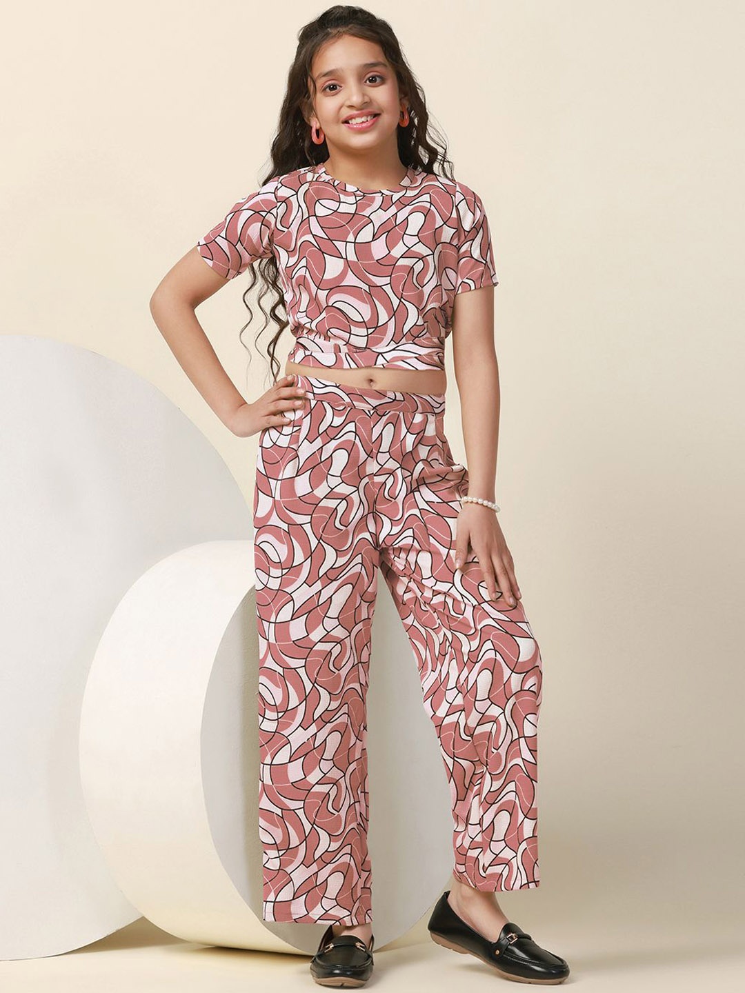 

FASHION DREAM Printed Top with Trousers, Coral