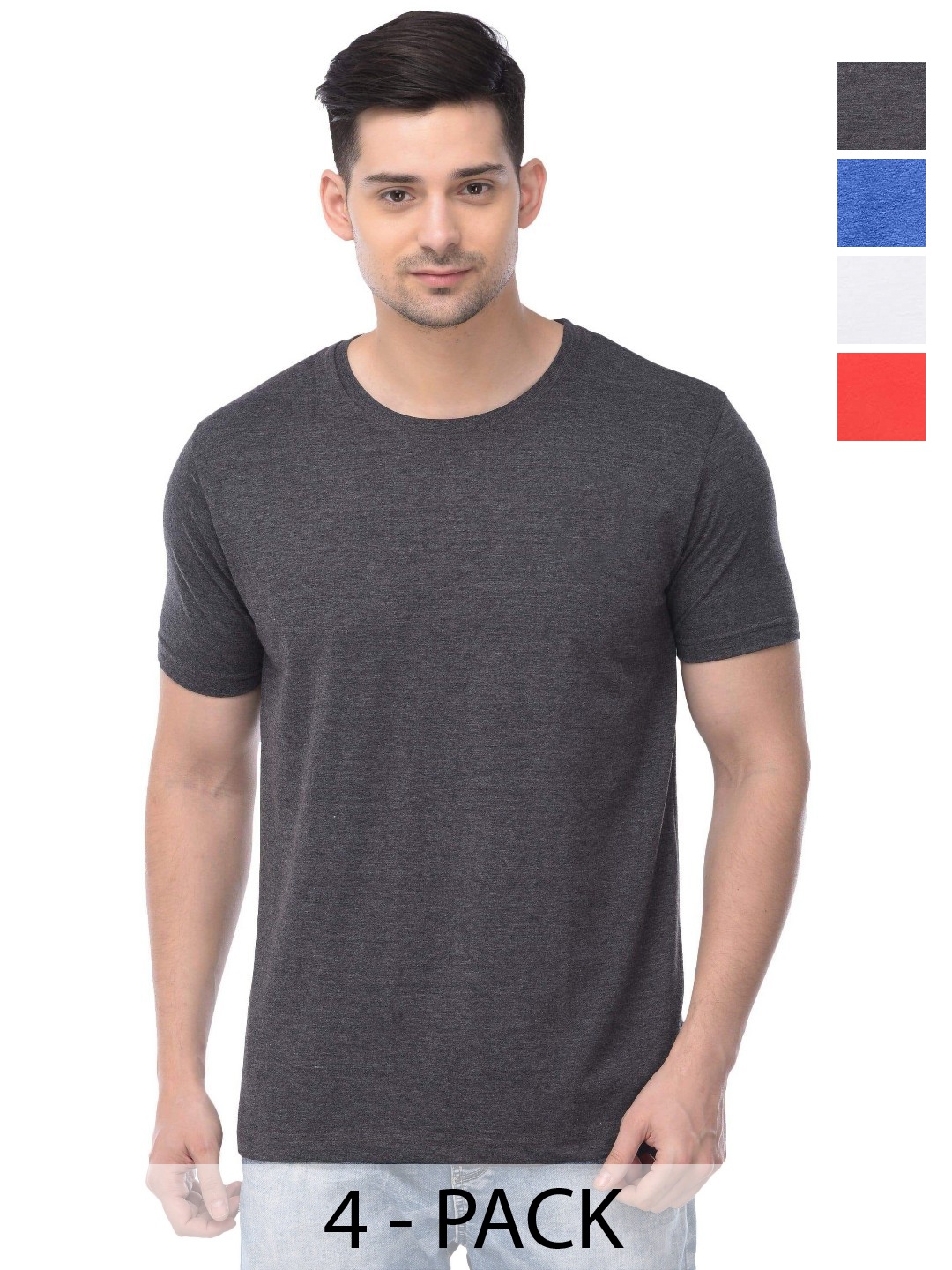 

COLOR CAPITAL Unisex Pack Of 4 Cotton T-Shirts, Red