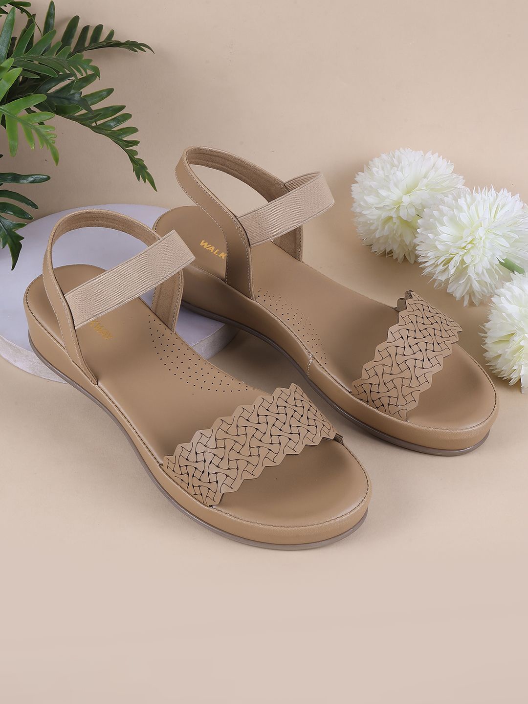 

WALKWAY by Metro Woven Design Laser Cuts Wedge Sandals, Beige