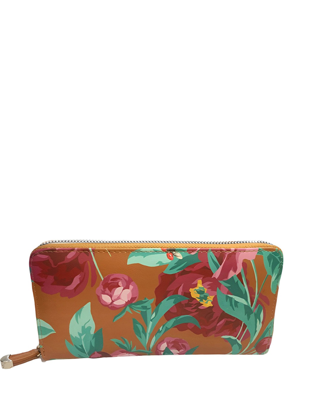 

CARPISA Women Floral Printed Leather Zip Around Wallet, Brown