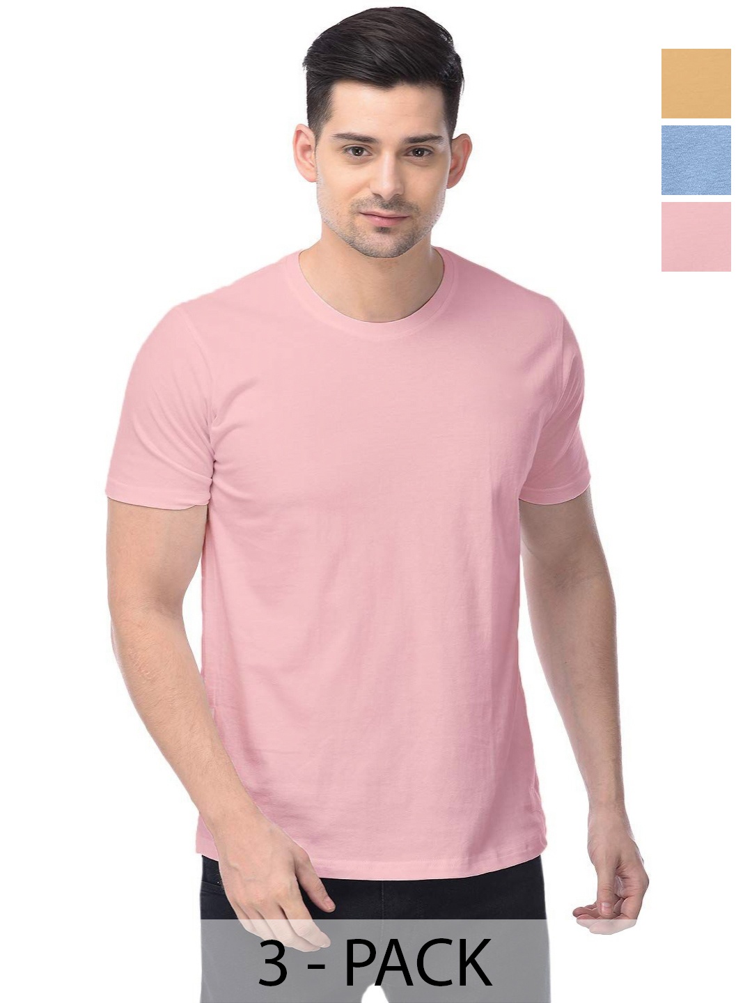 

COLOR CAPITAL Unisex Pack Of 3 Cotton T-Shirts, Grey