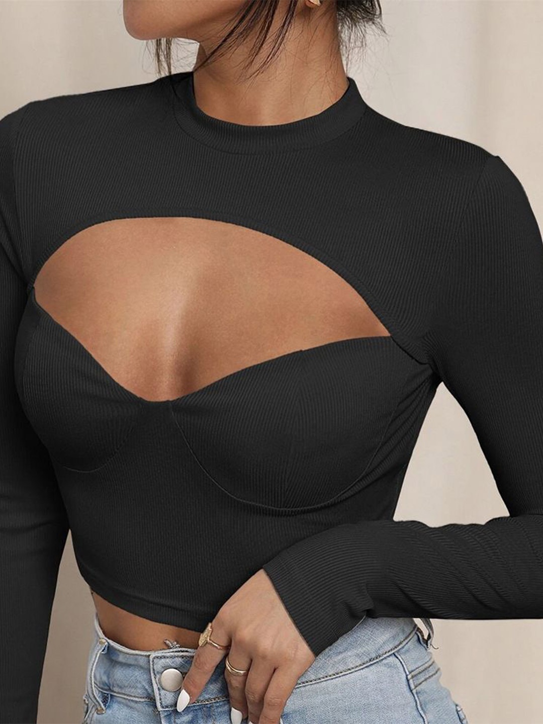 

StyleCast Women Solid Round Neck Top, Black