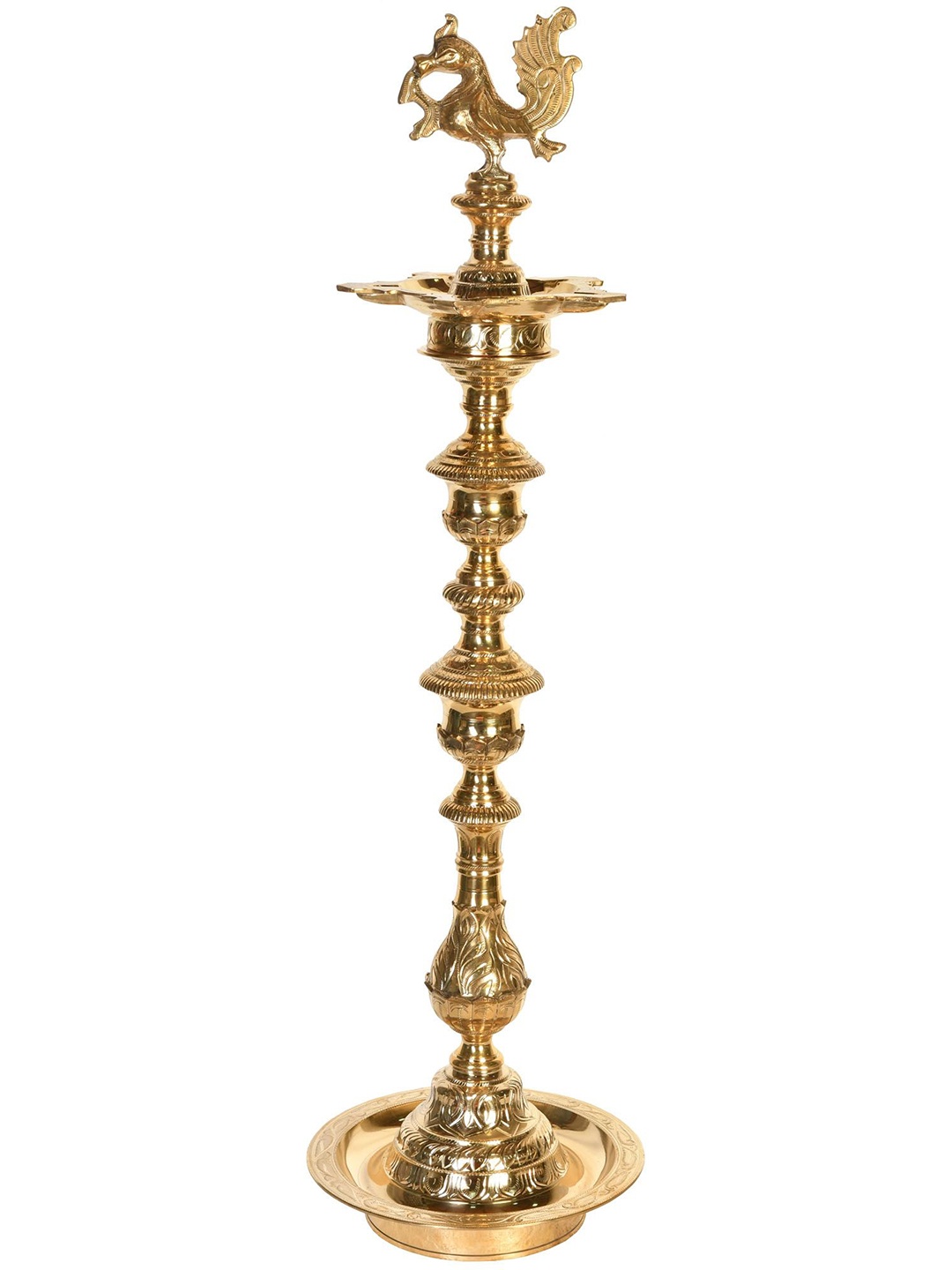 

Exotic India 37" Peacock Lamp in Brass, Gold