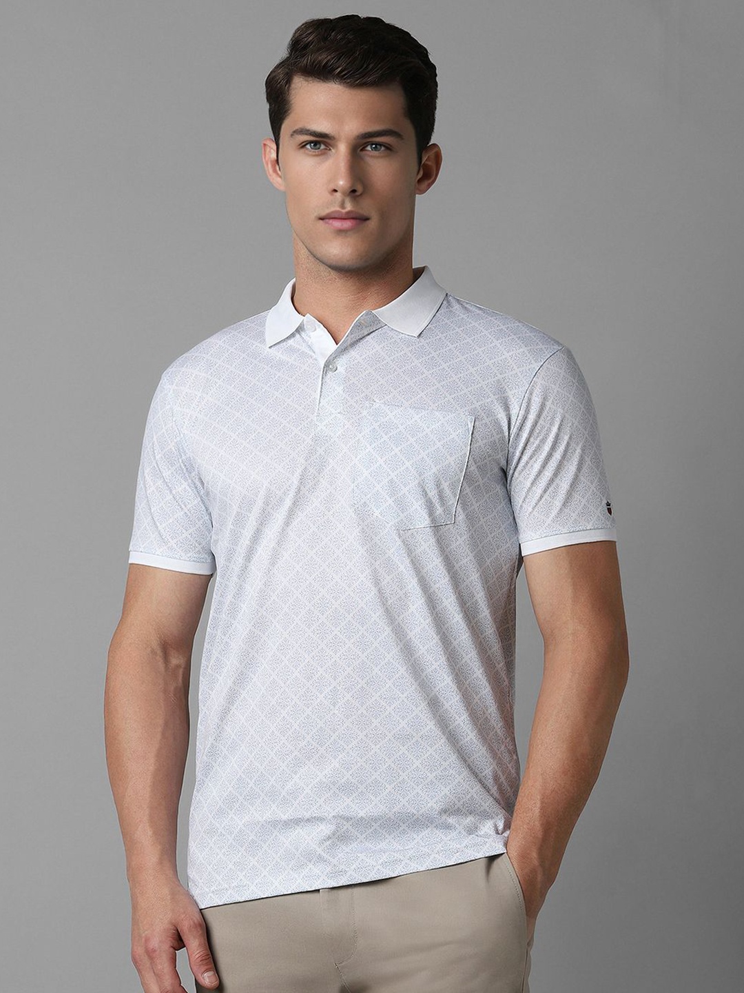 

Louis Philippe Sport Men Solid Polo Collar Cotton Slim Fit T-Shirt, White