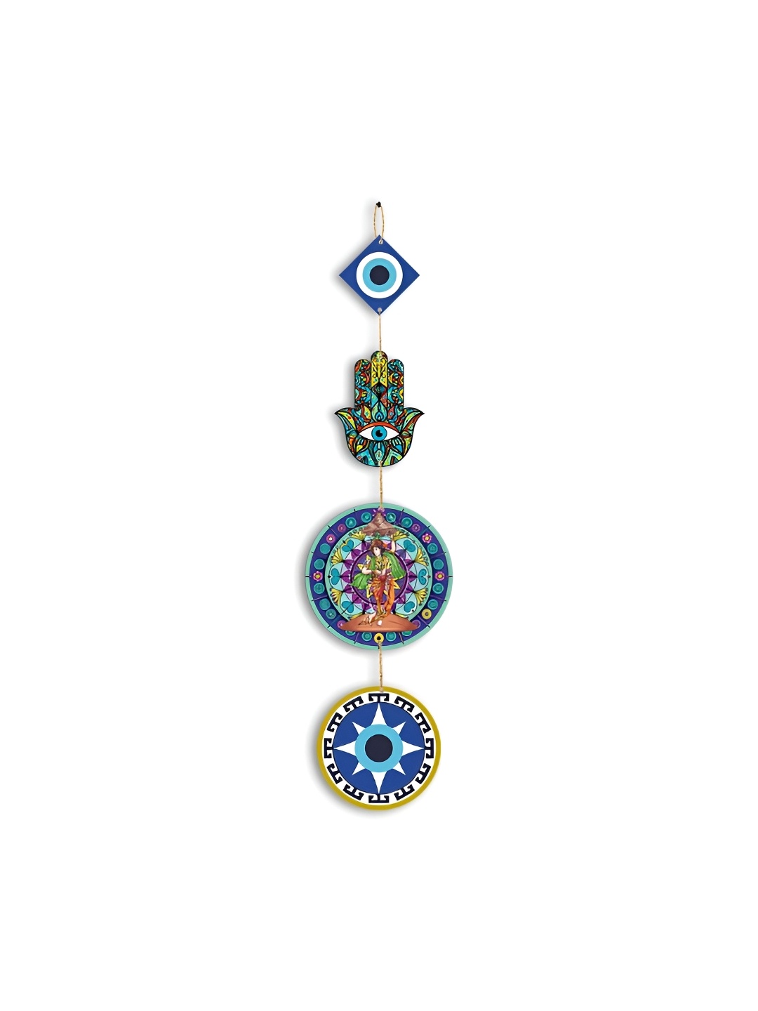 

CLAWCRAFTS Blue and White Evil Eye Wooden Wall Hanging