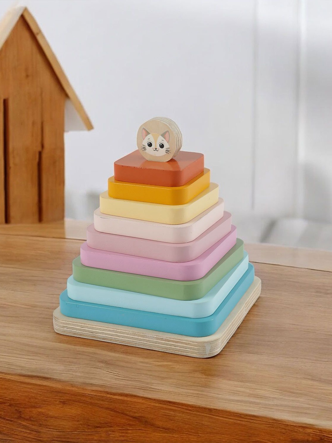 

LITTLE GINNIE Kids 10-Pcs Wooden Stacking & Nesting Game, Pink