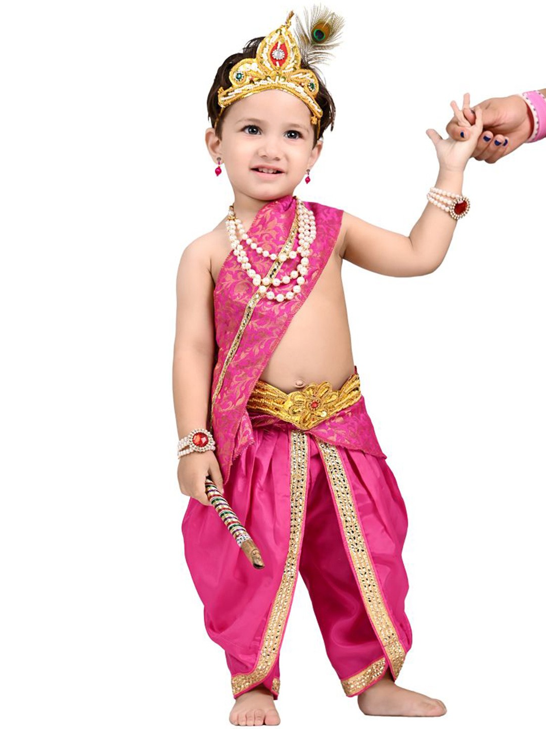 

itsmycostume Kids Shree Krishna Costume With Jewellery Set, Pink