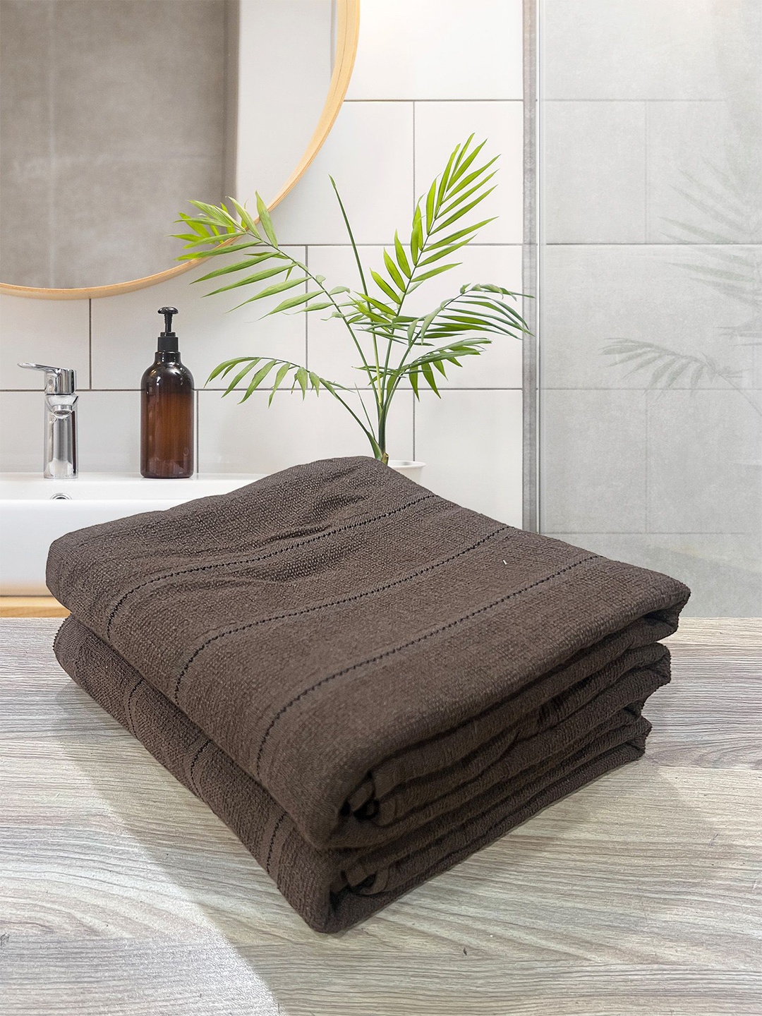 

LABHAM Brown 2 Pieces Pure Cotton 300 GSM Quick Dry Light Weight Bath Towels