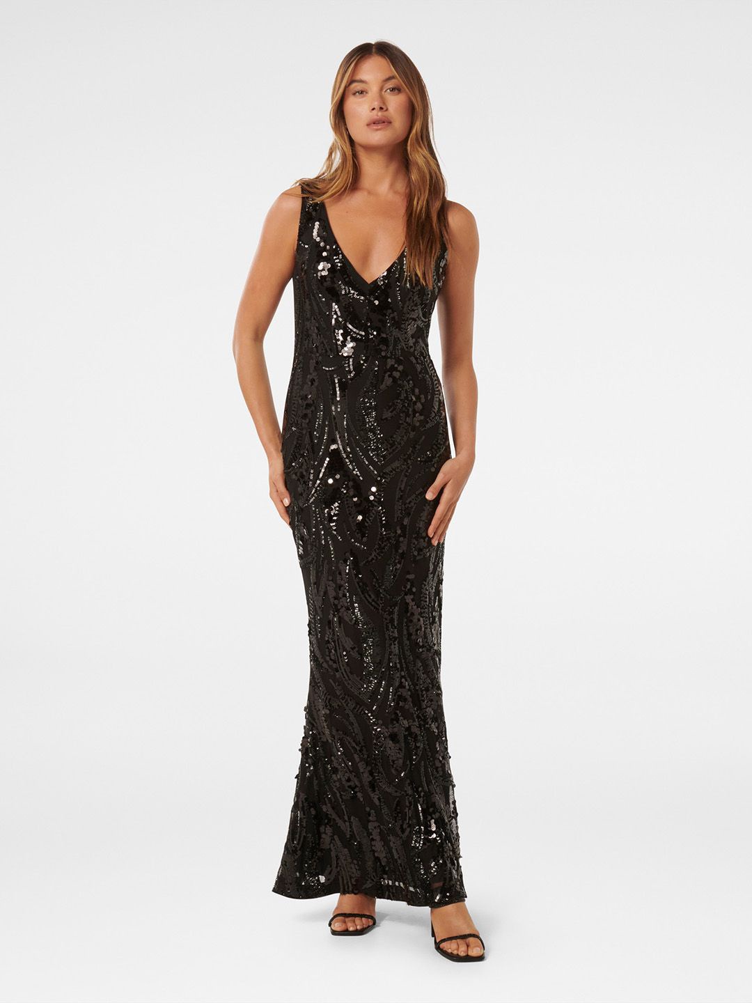 

Forever New Embellished Fit & Flare Maxi Dress, Black