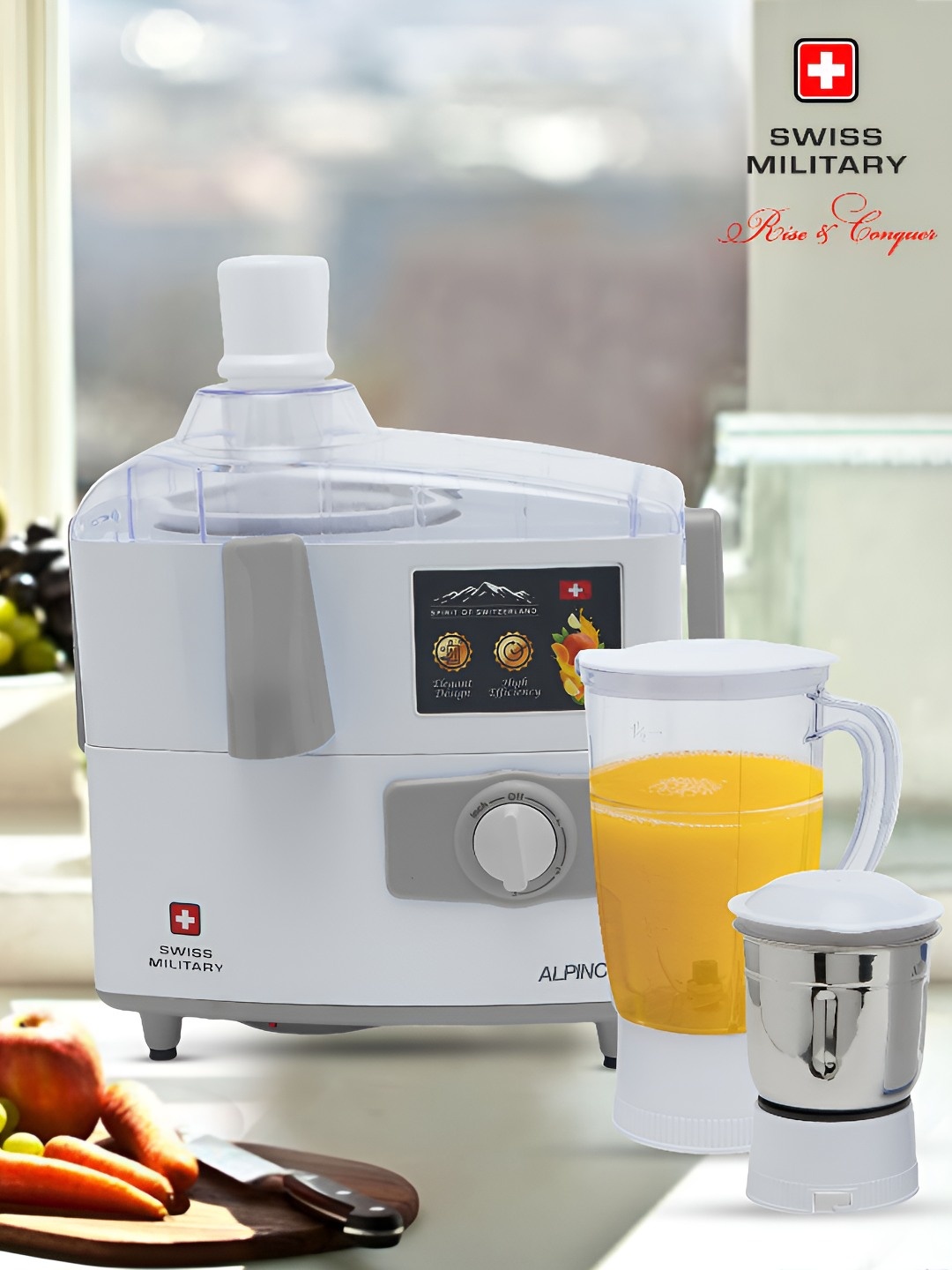 

SWISS MILITARY Alpino Grey & White Juicer Mixer Grinder With 3 Jars 450W