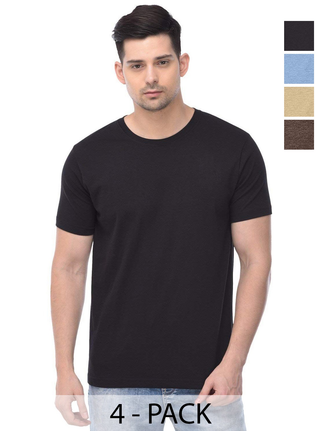 

COLOR CAPITAL Unisex Pack Of 4 Cotton T-Shirts, Na