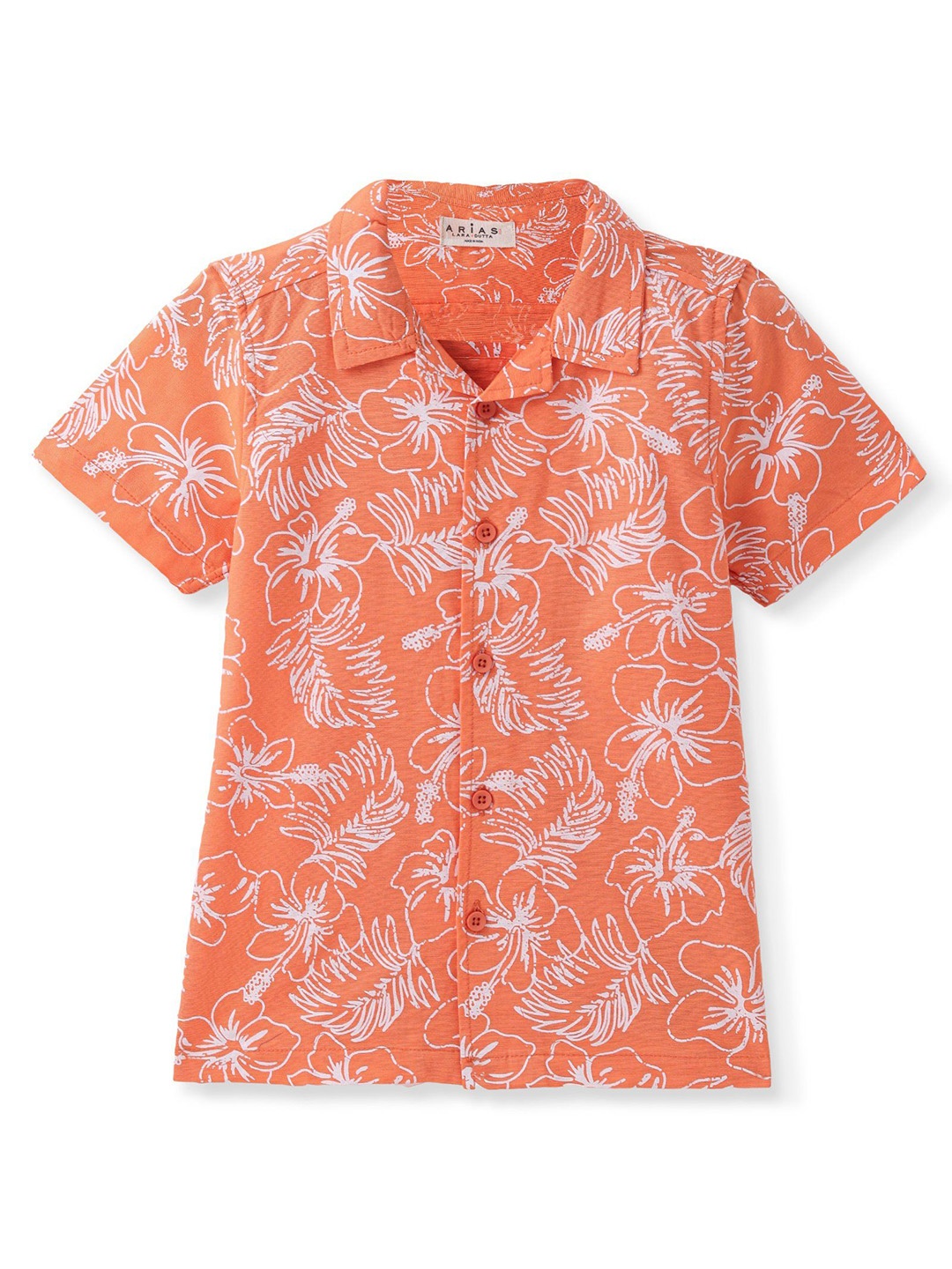 

ARIAS By LARA DUTTA Boys Spread Collar Floral Printed Cotton Casual Shirt, Orange