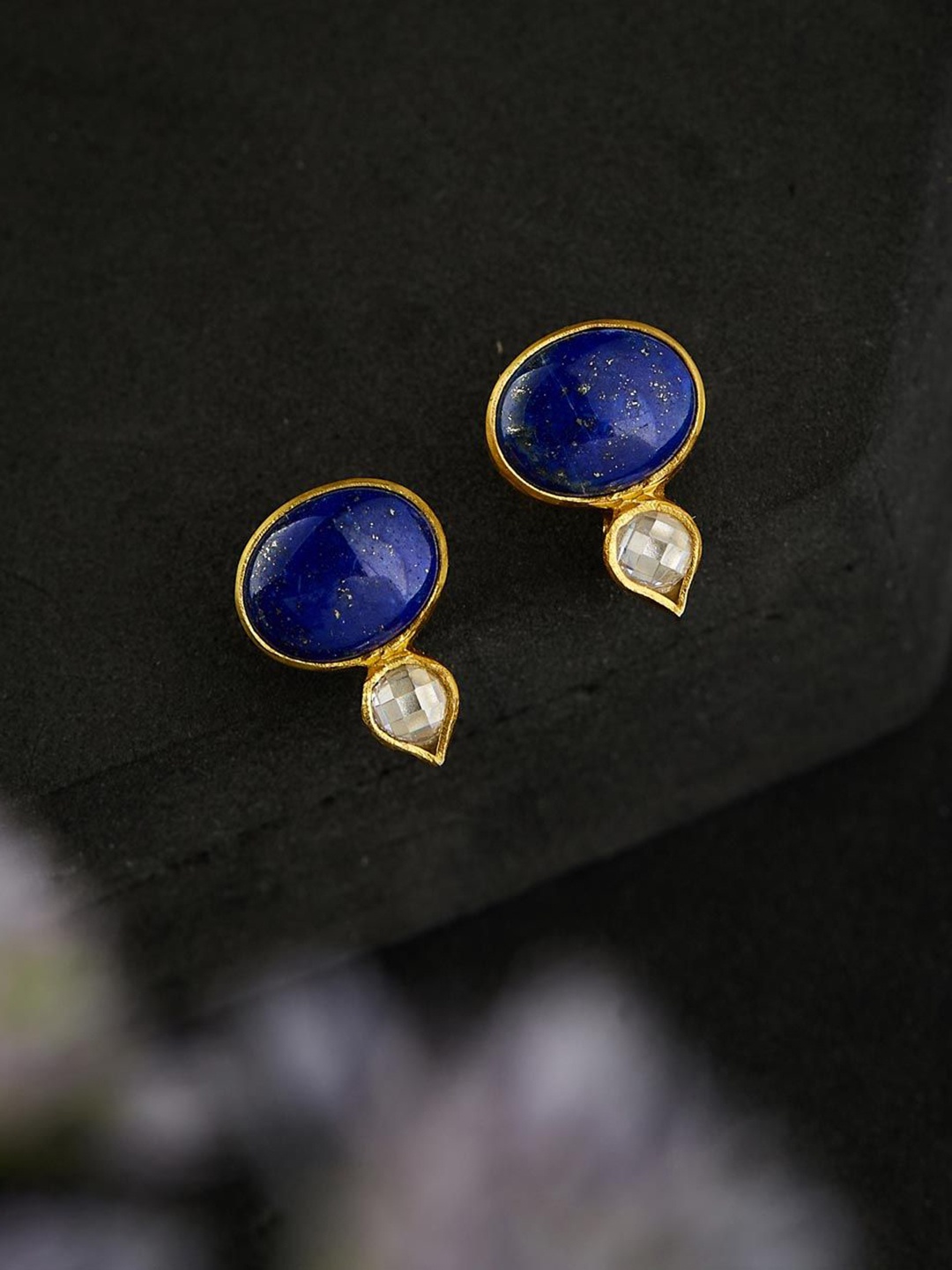 

Fabindia Silver Contemporary Enamelled Studs, Gold