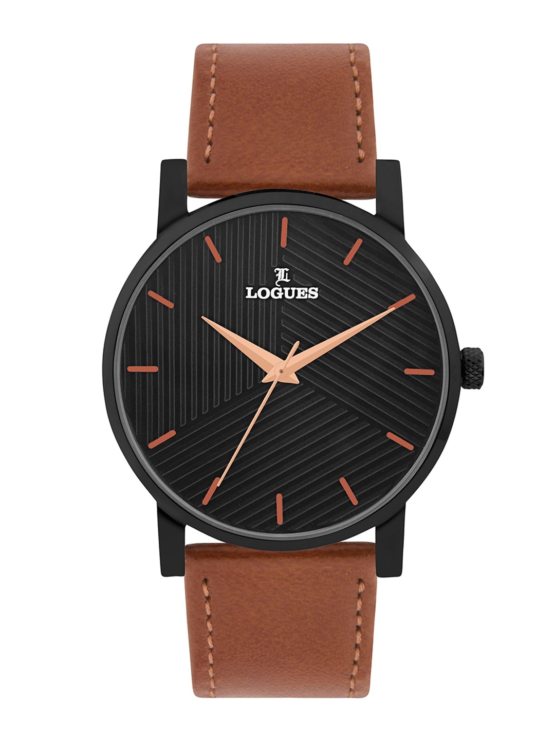 

L LOGUES Men Brass Dial & Leather Straps Analogue Watch G E-856 NL-14, Tan