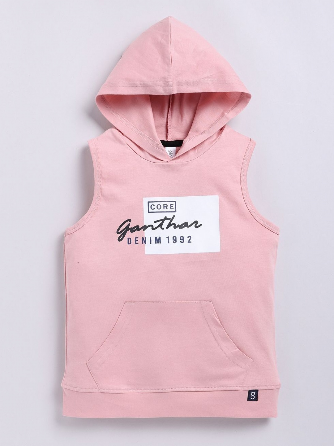 

Ginie Boys Typography Printed Hood Cotton T-shirt, Pink