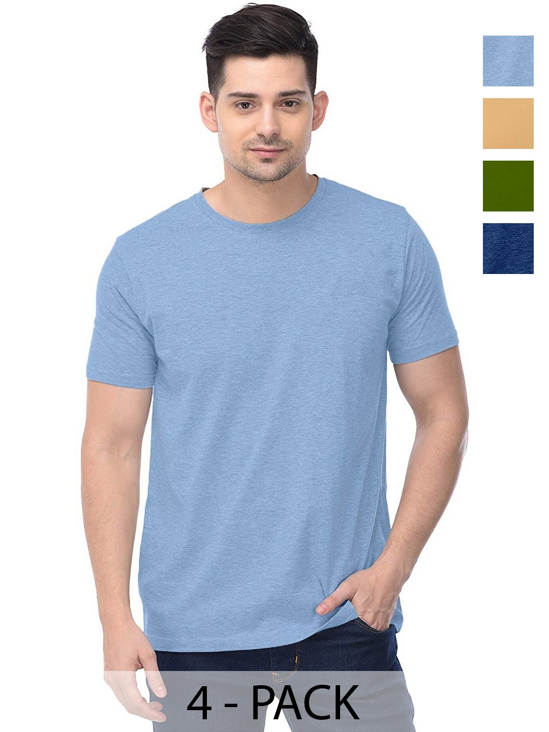 

COLOR CAPITAL Unisex Pack Of 4 Cotton T-Shirts, Na