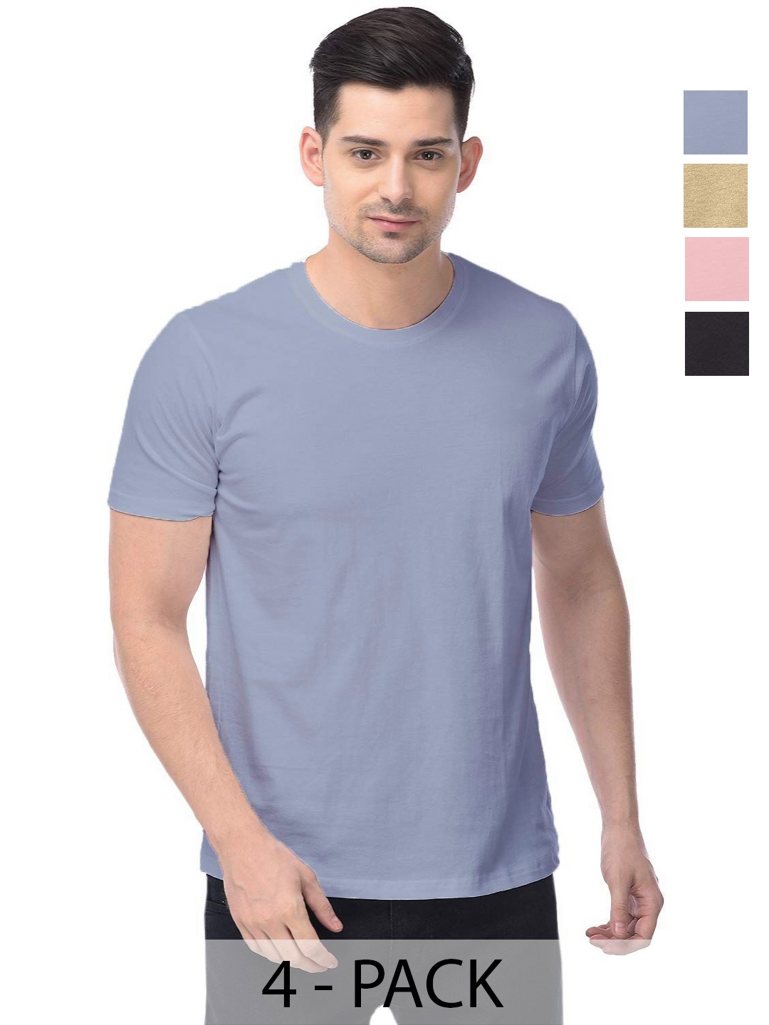 

COLOR CAPITAL Unisex Pack Of 4 Cotton T-Shirts, Na