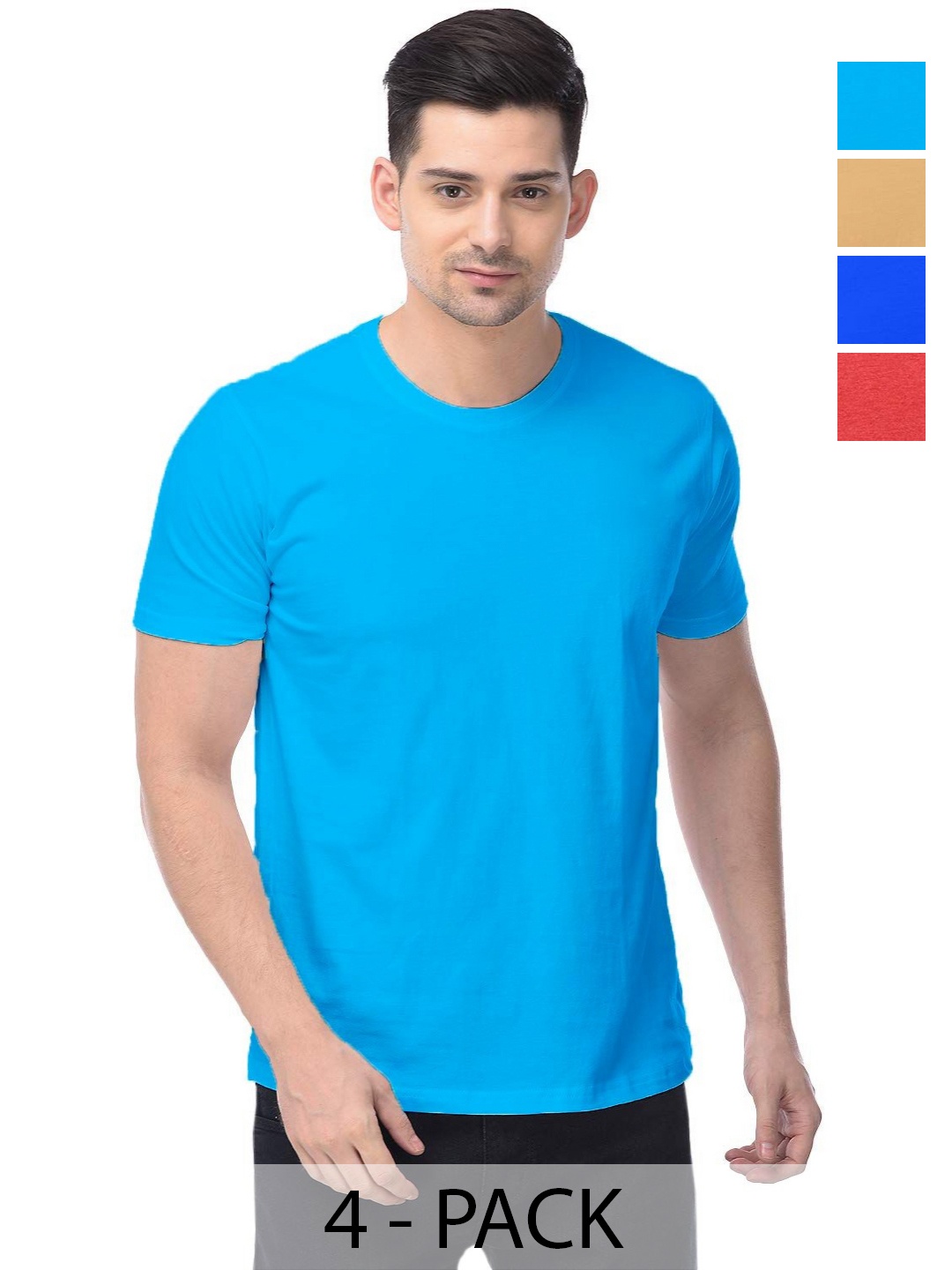 

COLOR CAPITAL Unisex Pack Of 4 Cotton T-Shirts, Na