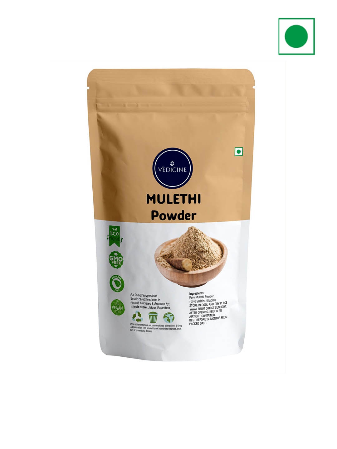 

VEDICINE Pure Mulethi Powder Face Pack 100 g, Brown