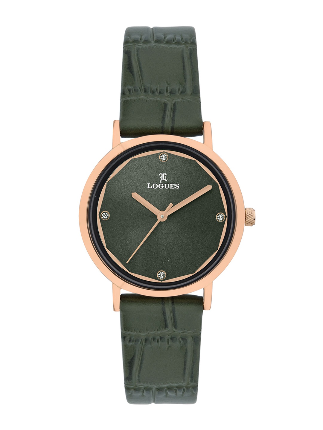 

L LOGUES Women Brass Dial & Leather Straps Analogue Watch L 5095 WL-10, Green