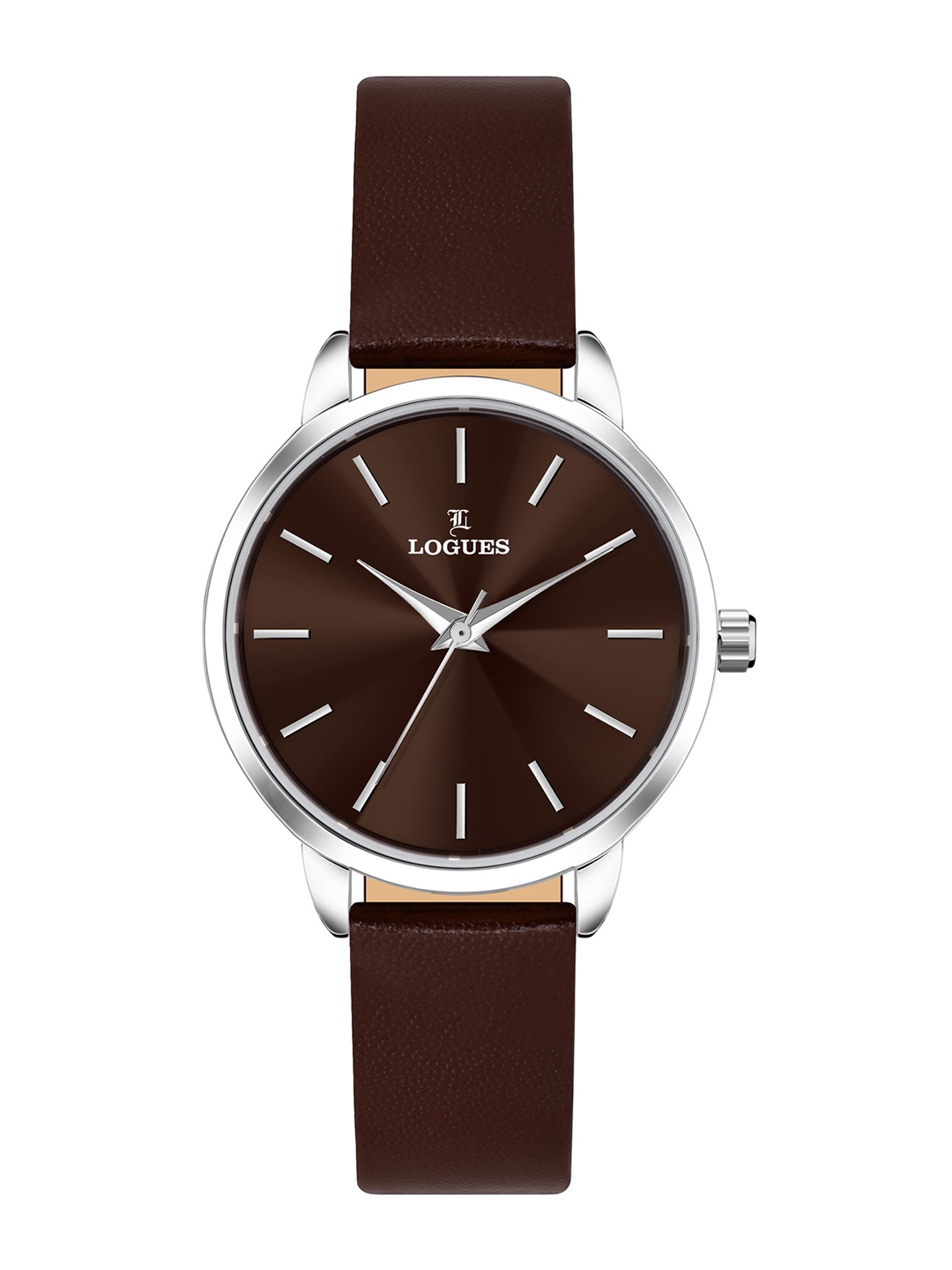 

L LOGUES Women Brass Dial & Leather Straps Analogue Watch L E-686 SL-05, Brown