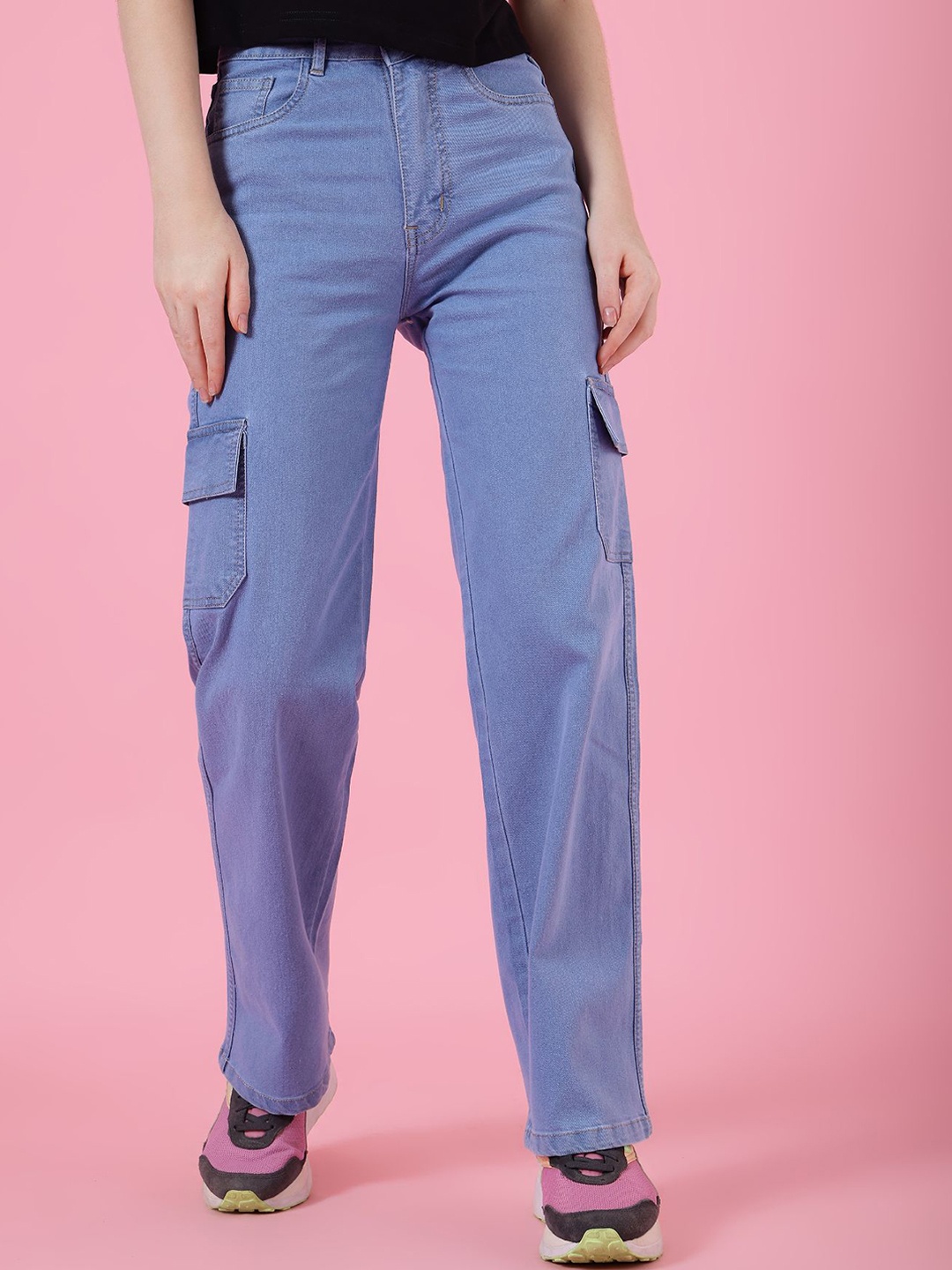 

4WRD by Dressberry Women Classic High-Rise Cargo Styles Jeans, Blue