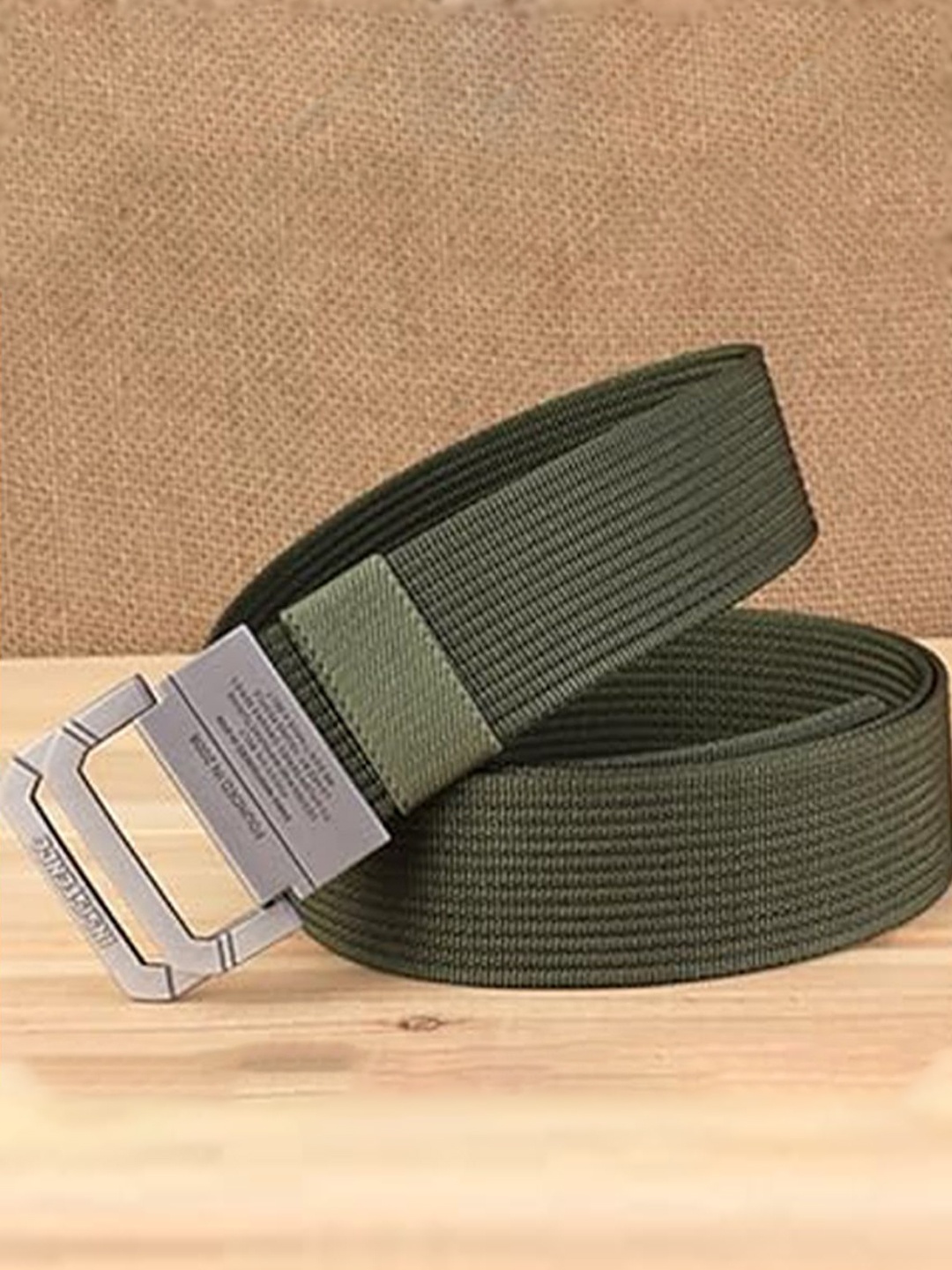 

AXXTTITUDE Men Textured Slider Buckle Closure Casual Belt, Green