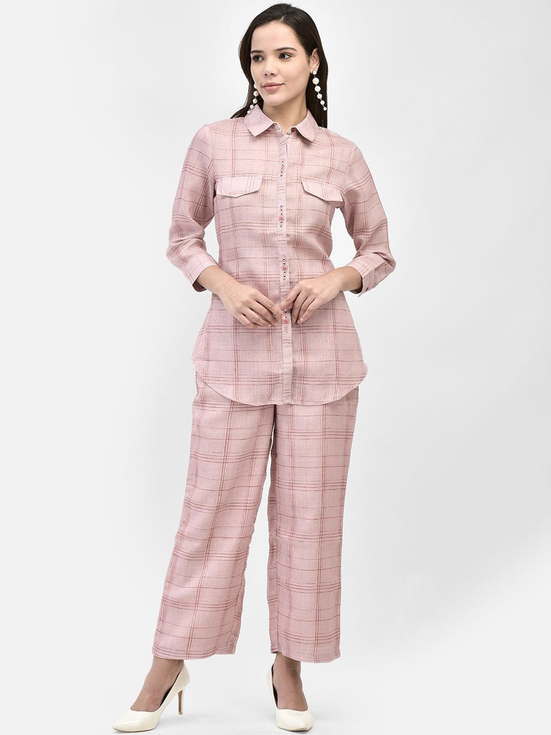 

FUTURO Checked Linen Shirt & Trousers, Rust