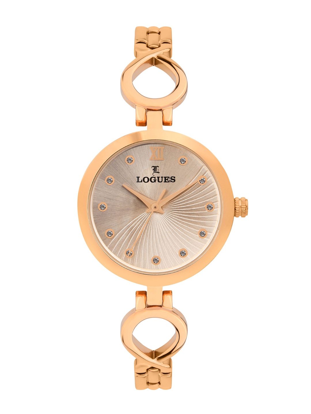 

L LOGUES Women Brass Dial & Bracelet Style Straps Analogue Watch L E-708 WM-06, Rose gold