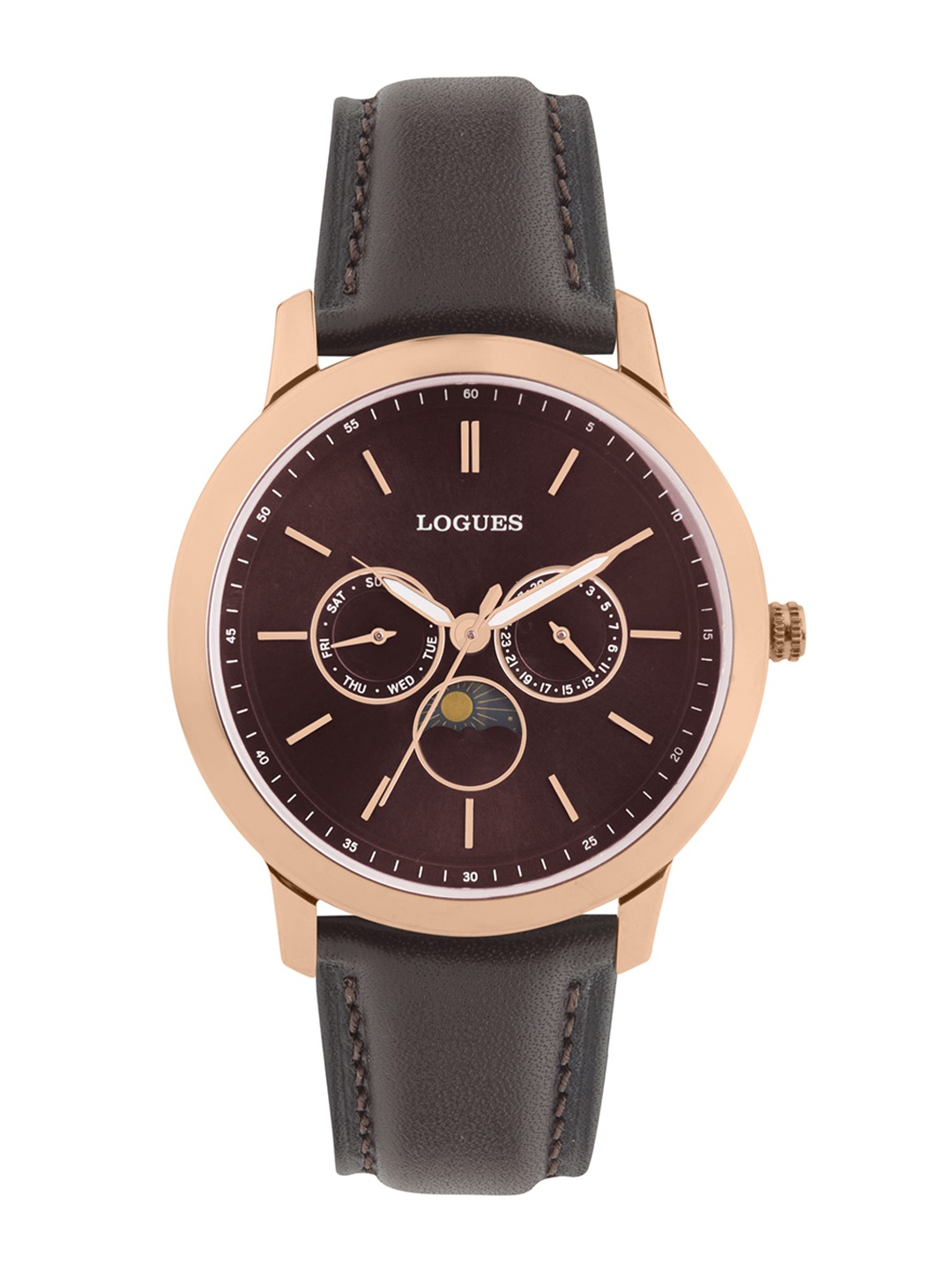 

L LOGUES Men Brass Dial & Leather Straps Analogue Watch G 1972 WL-05, Brown