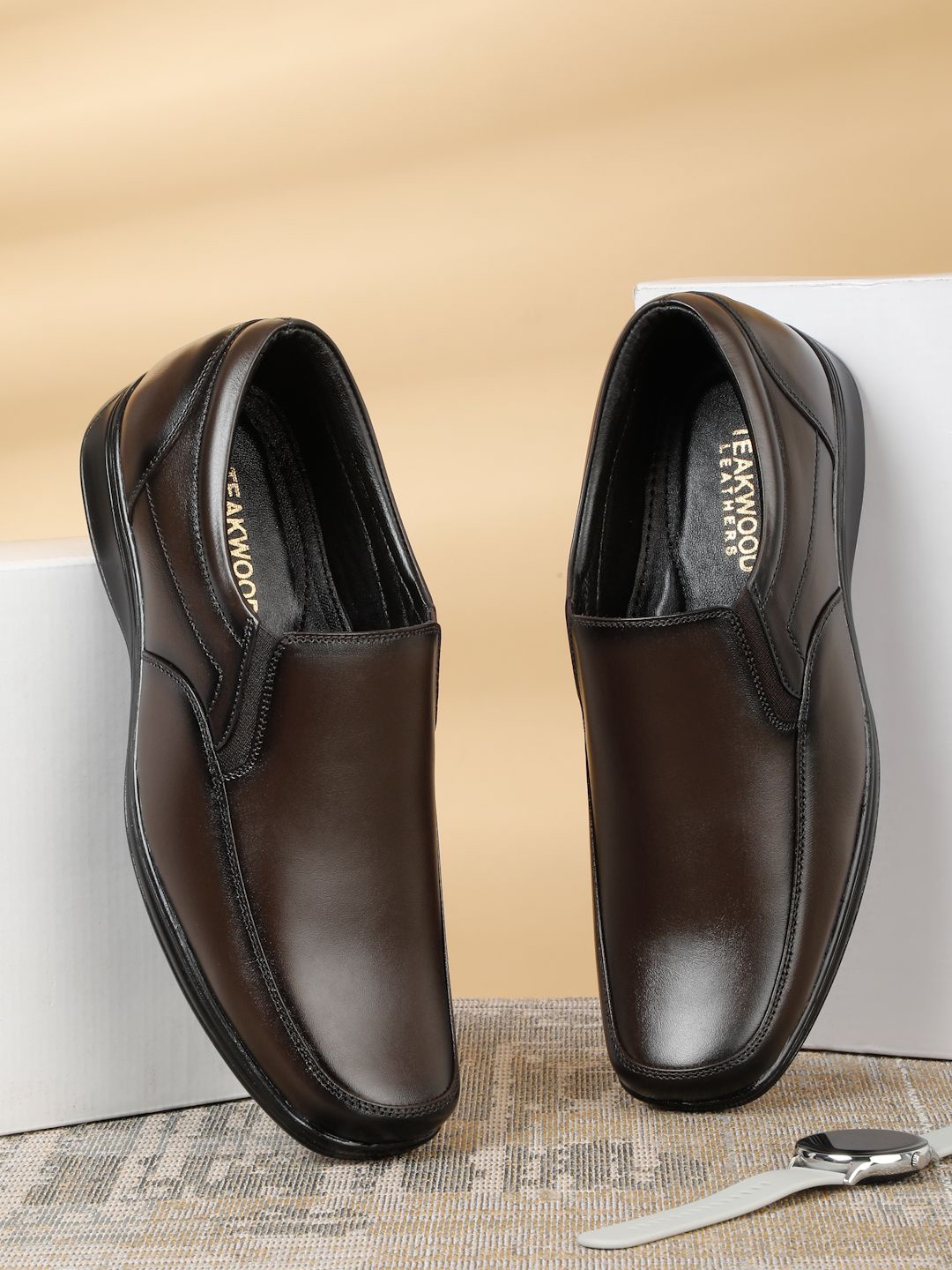

Teakwood Leathers Men Leather Loafers, Brown
