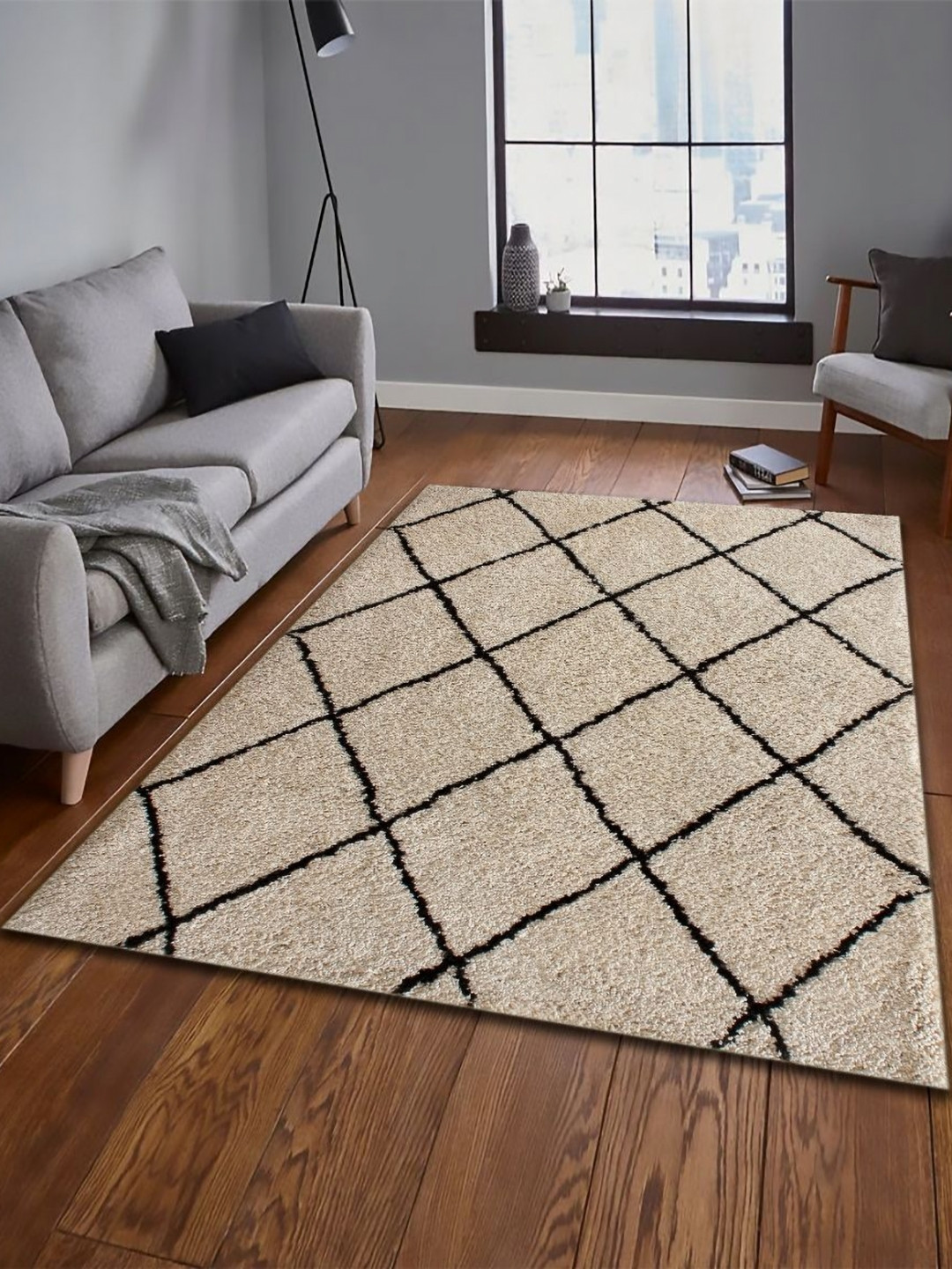 

MULTITEX Camel Brown & Black Geometric Anti-Skid Carpet