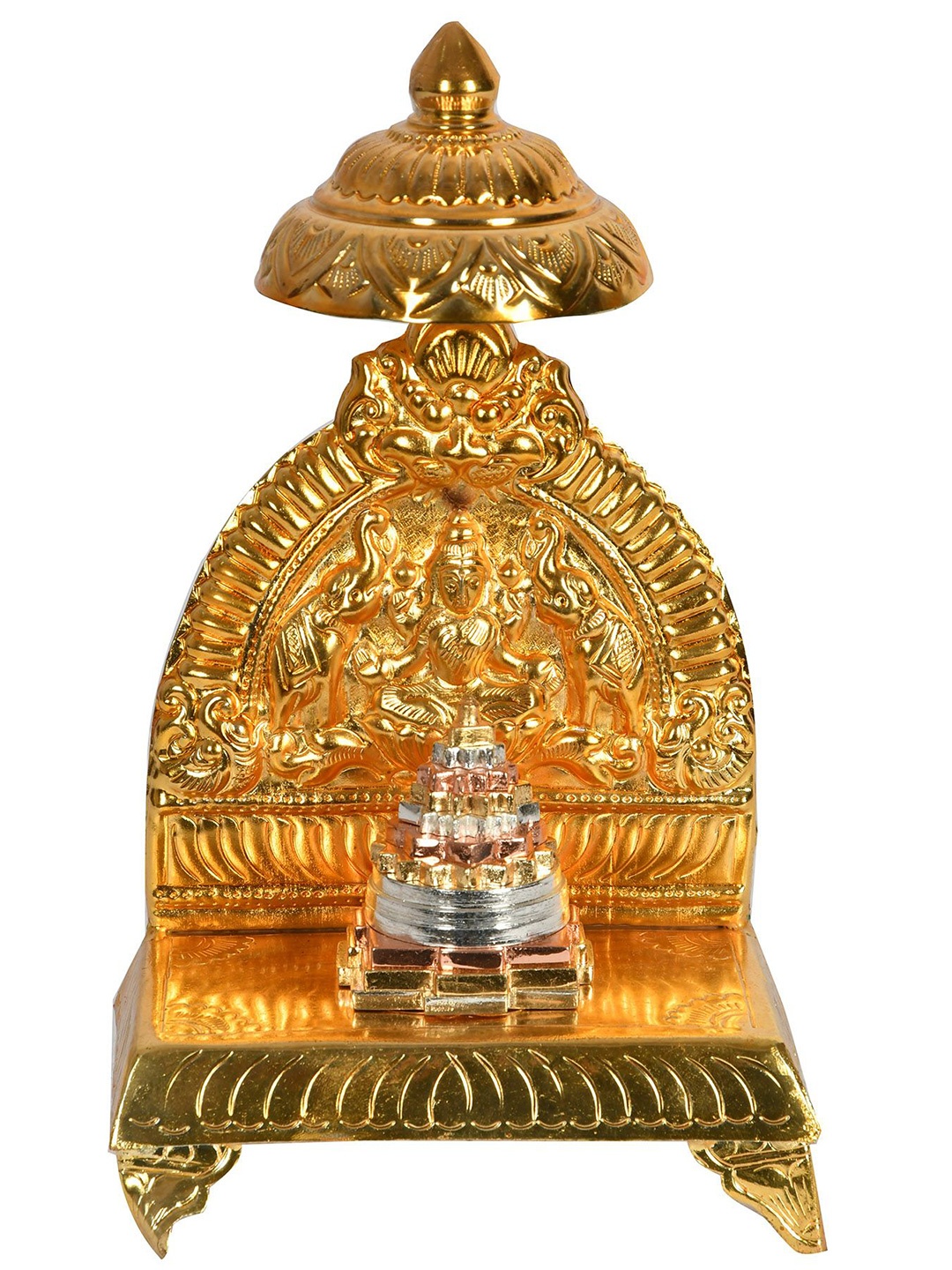 

Exotic India Gold Toned Textured Brass Pooja Yantra