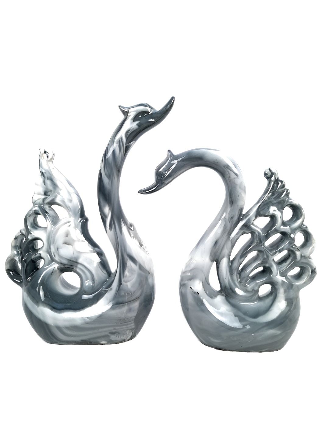

apka mart 2 Pieces Grey Birds and Animals Figurine Showpieces