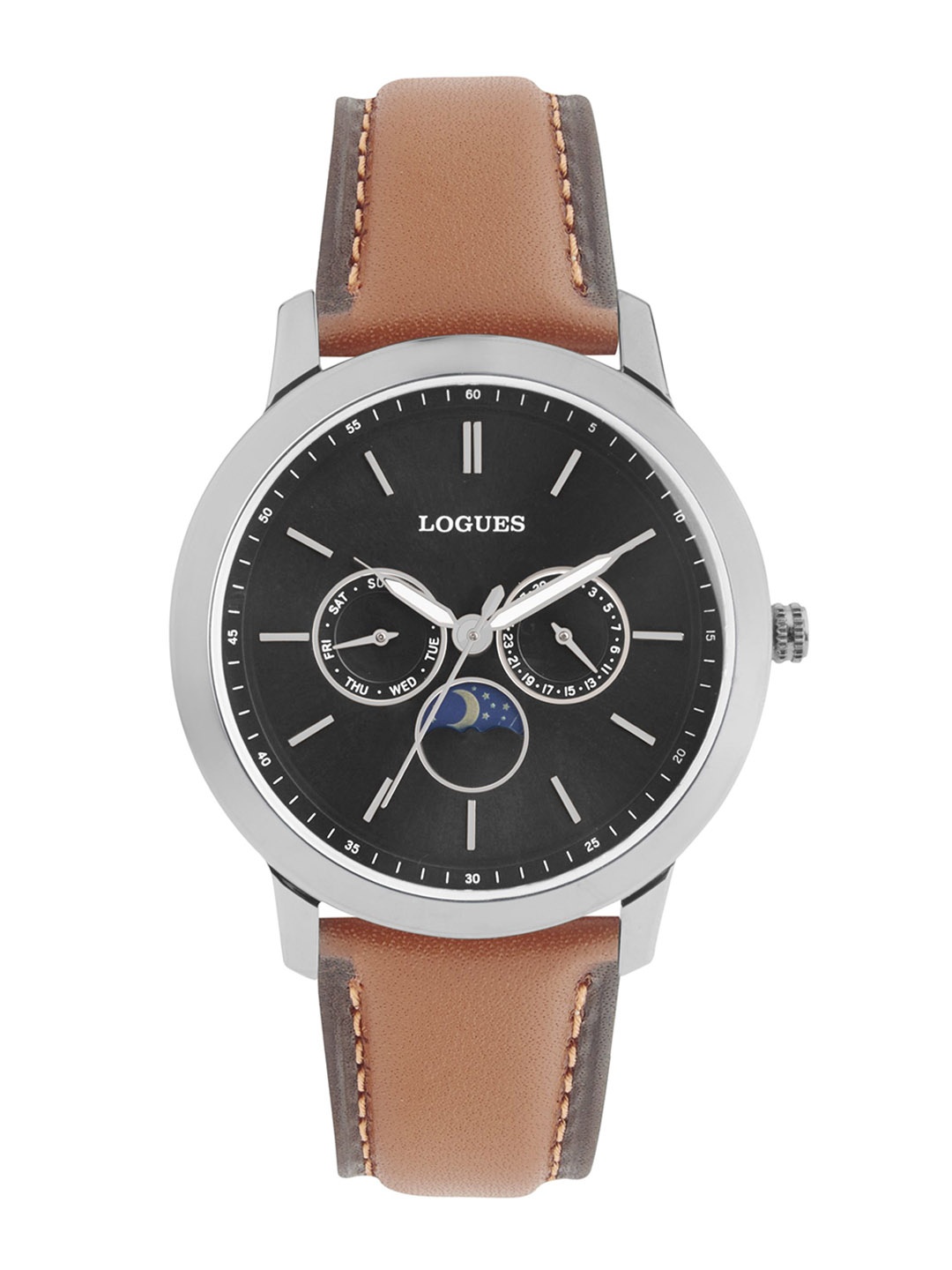 

L LOGUES Men Brass Dial & Leather Straps Analogue Watch G 1972 SL-91, Tan