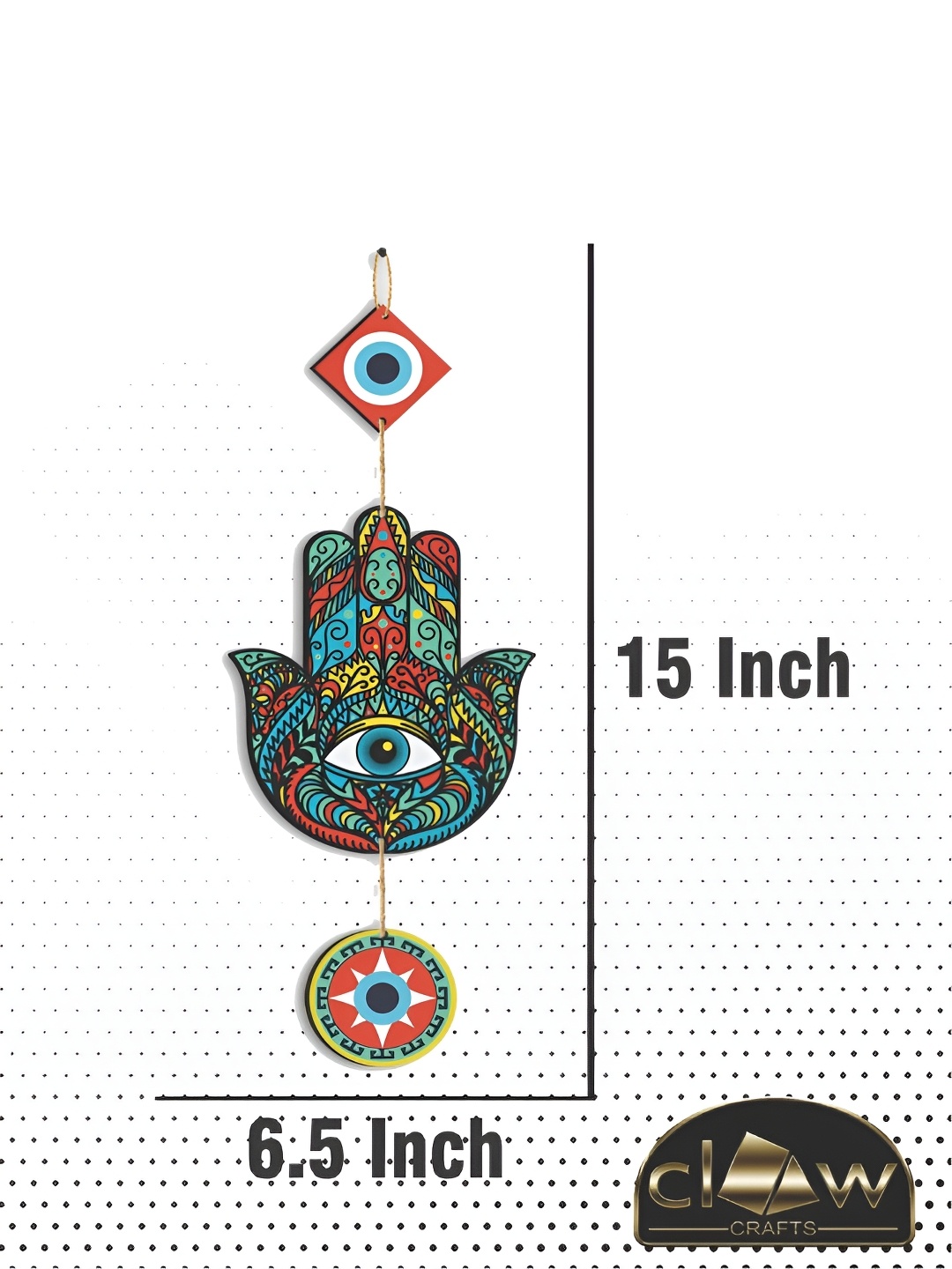 

CLAWCRAFTS Blue and White Evil Eye Wooden Wall Hanging