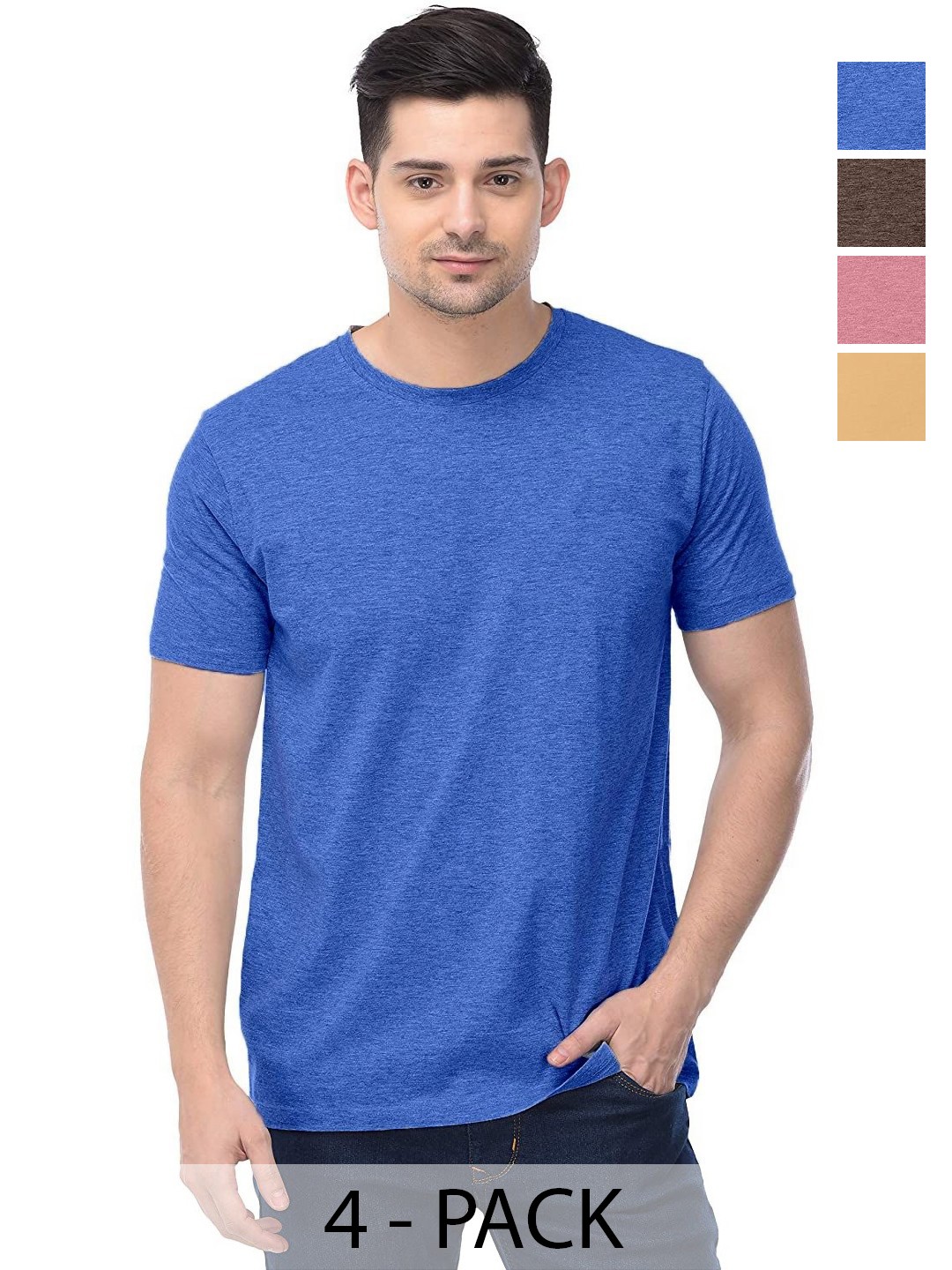 

COLOR CAPITAL Unisex Solid Round Neck Cotton T-Shirts, Na