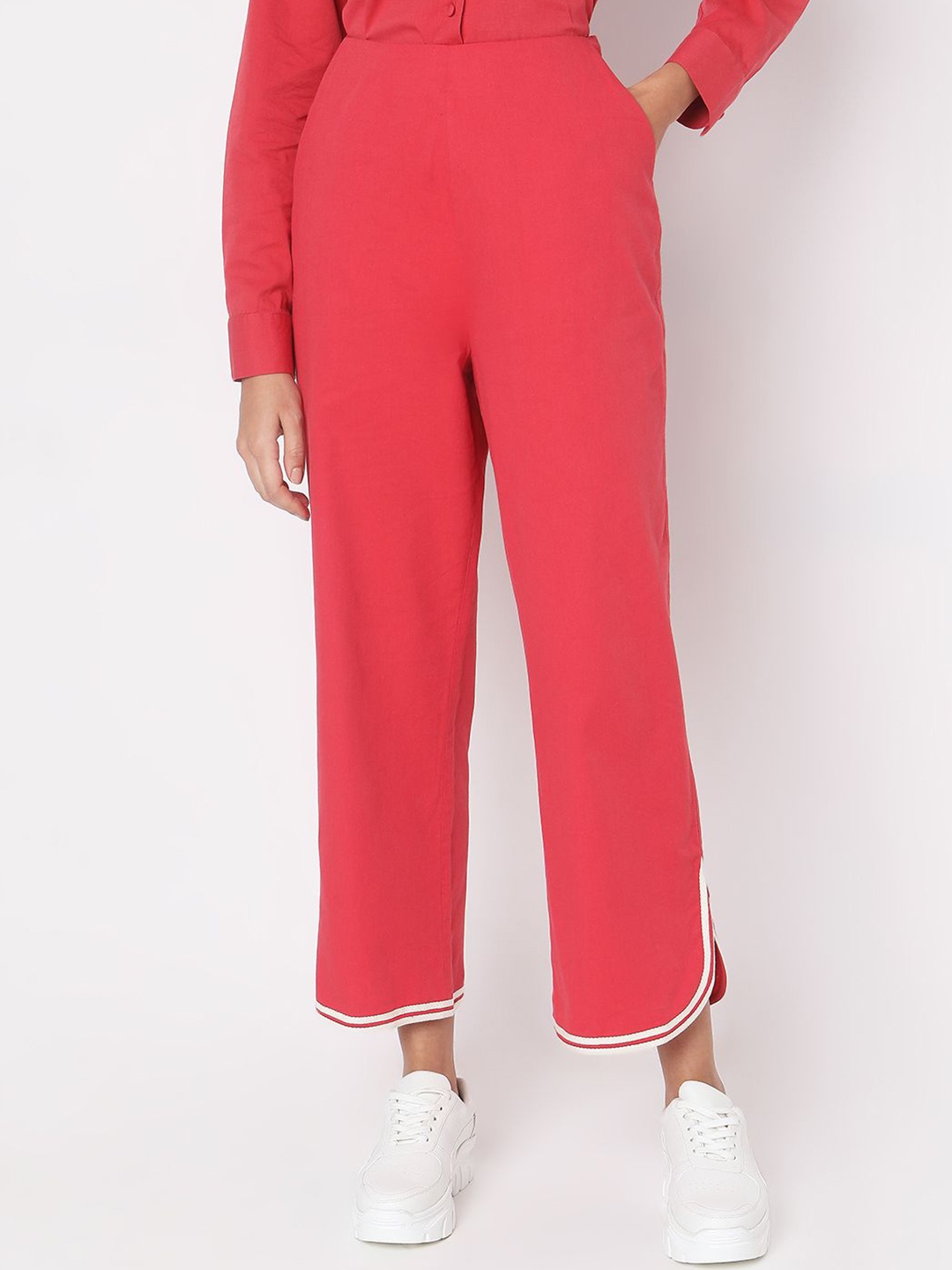 

Vero Moda Women Straight Fit High-Rise Culottes Trousers, Pink