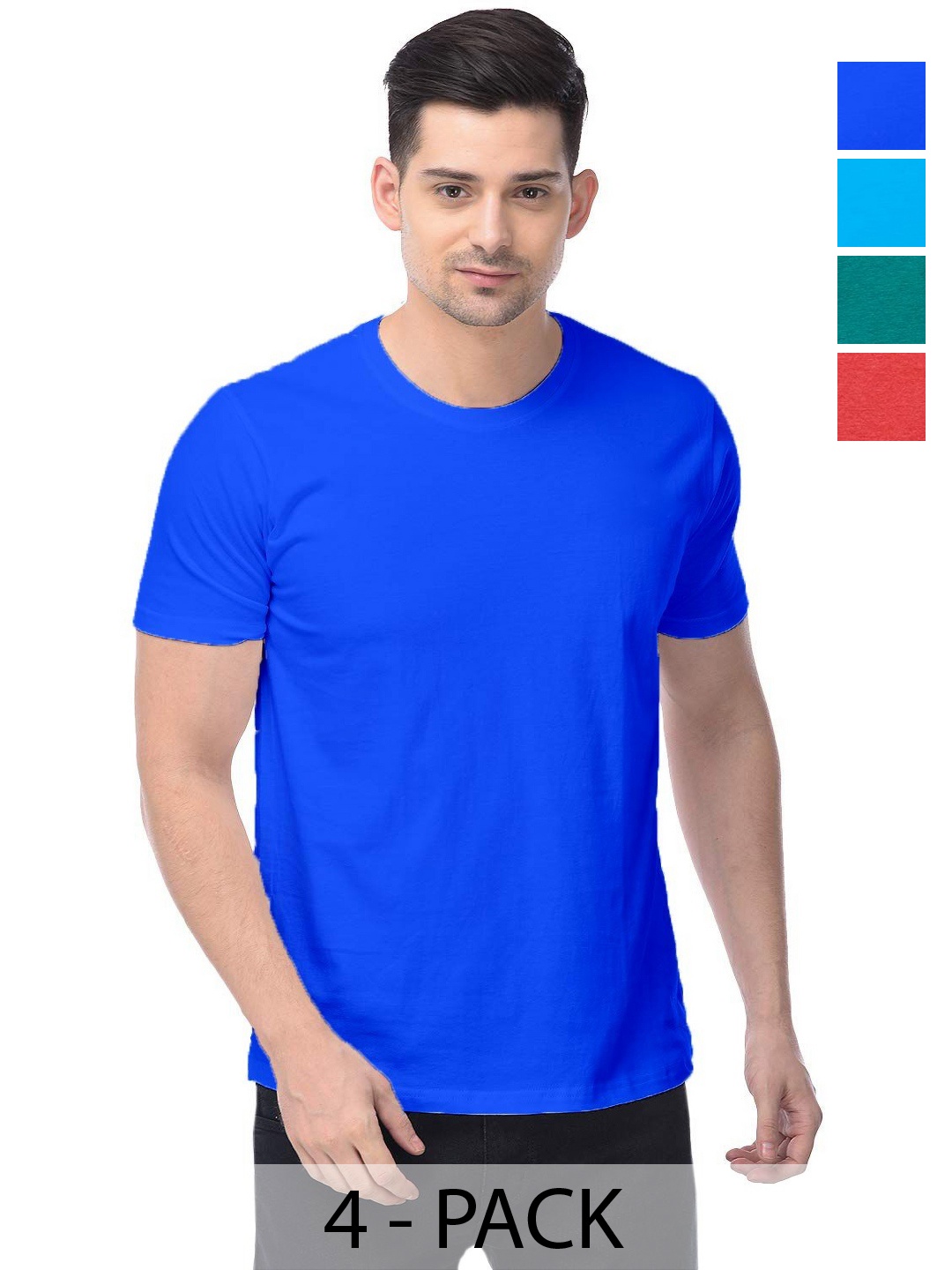 

COLOR CAPITAL Unisex Pack Of 4 Cotton T-Shirts, Na