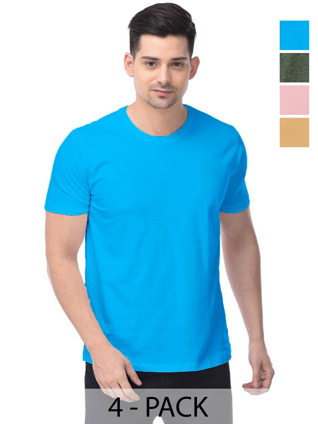 

COLOR CAPITAL Unisex Pack Of 4 Cotton T-Shirts, Na
