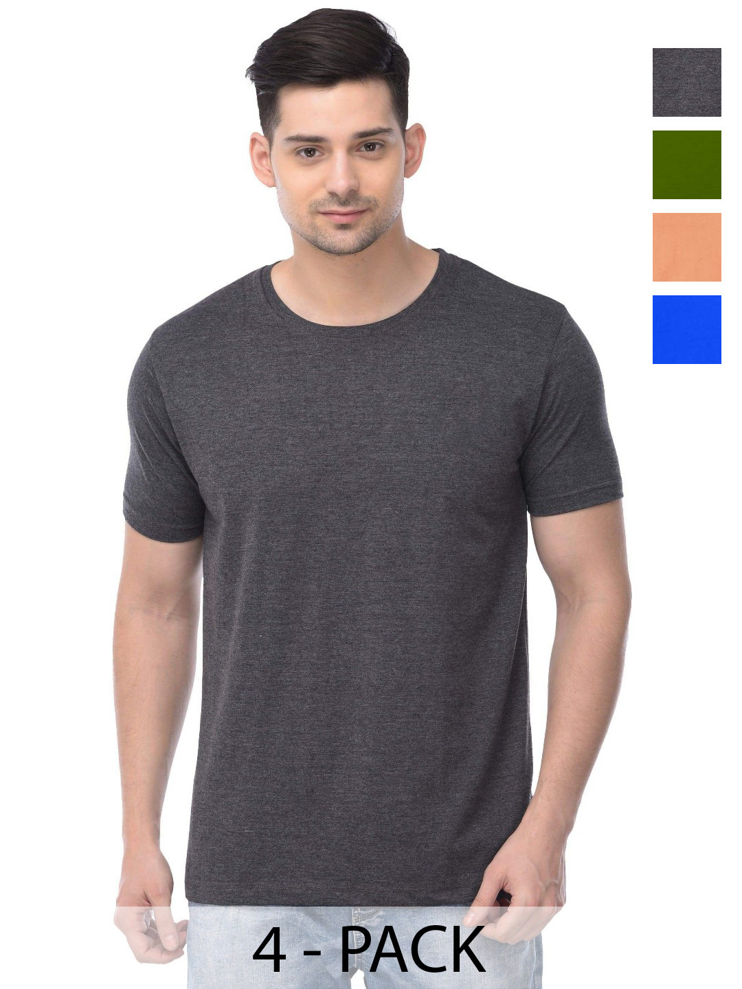 

COLOR CAPITAL Unisex Pack Of 4 Cotton T-Shirts, Grey