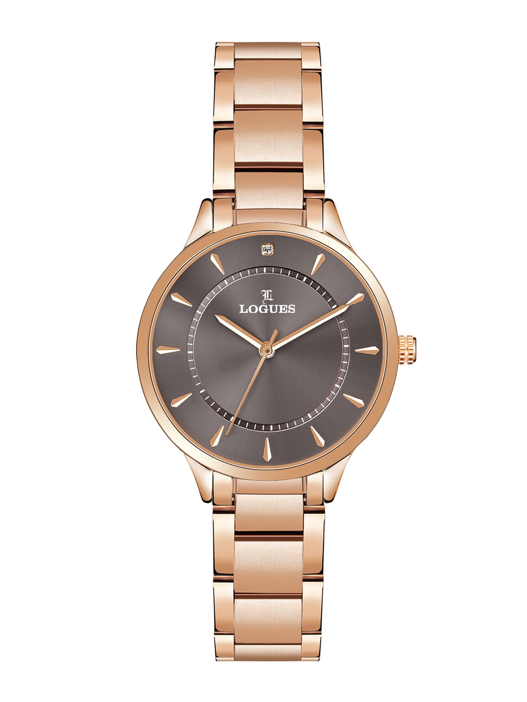 

L LOGUES Women Brass Dial & Bracelet Style Straps Analogue Watch L E-714 WM-27, Rose gold