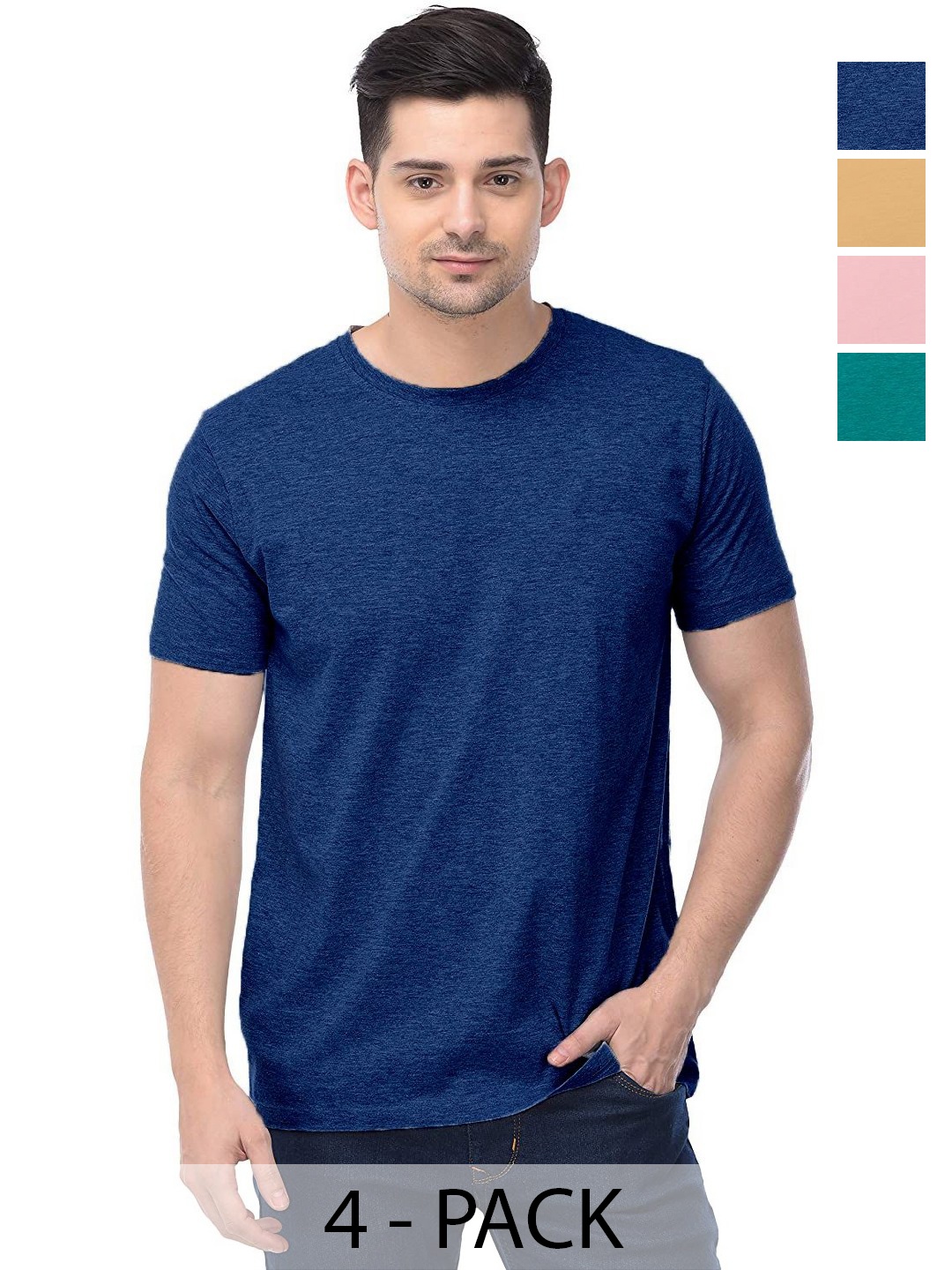 

COLOR CAPITAL Unisex Pack Of 4 Cotton T-Shirts, Na