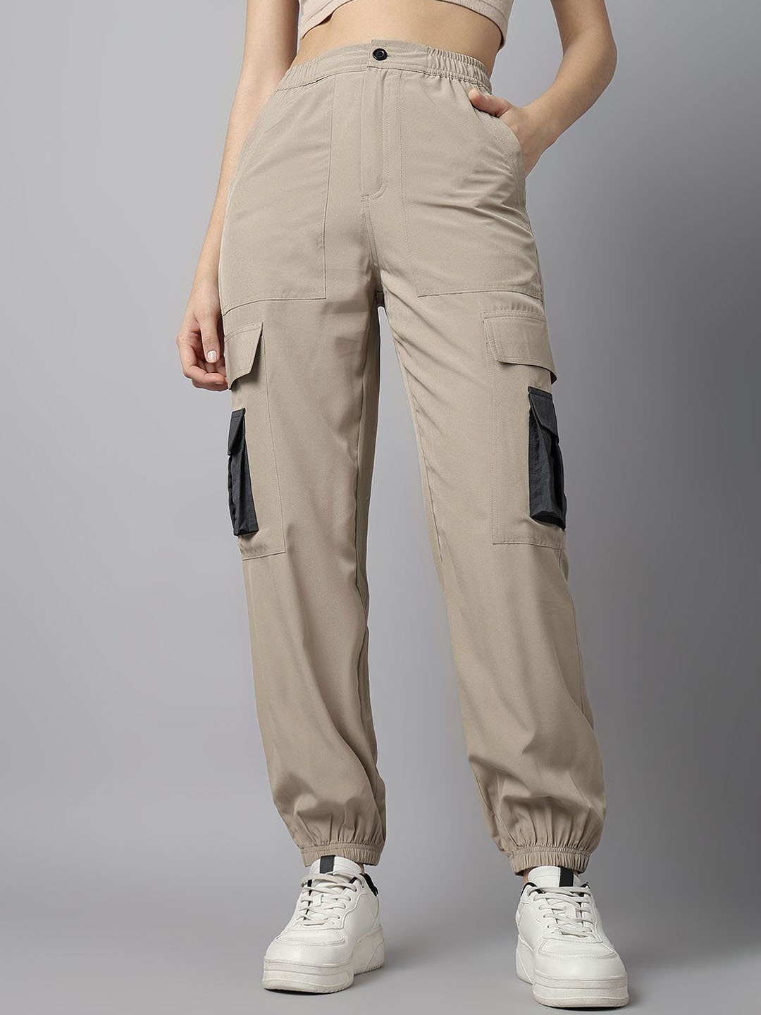 

The Roadster Lifestyle Co High Rise Cargo Trouser, Beige